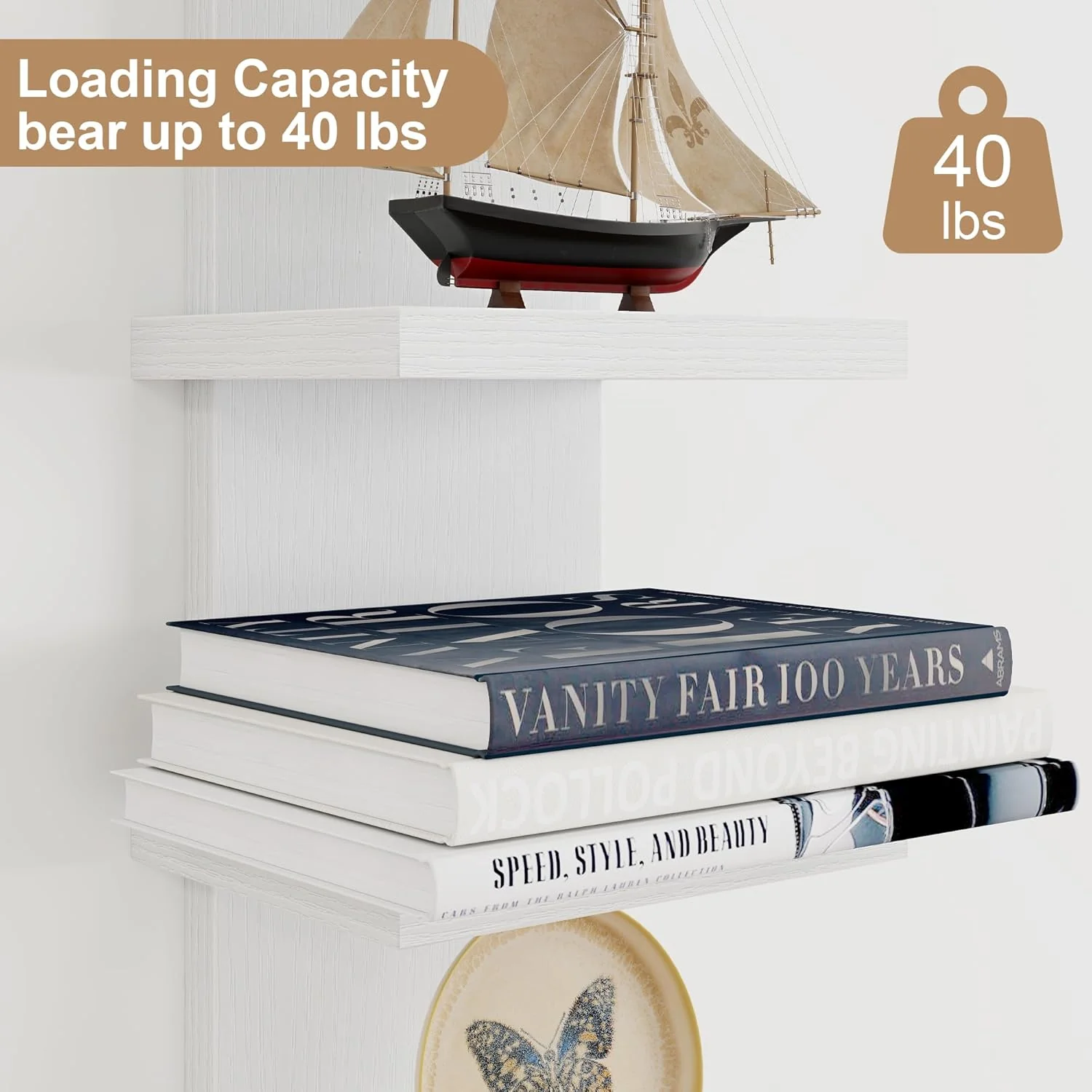5-Tier White Vertical Floating Wall Shelf DX-QC046-WT - Image 5