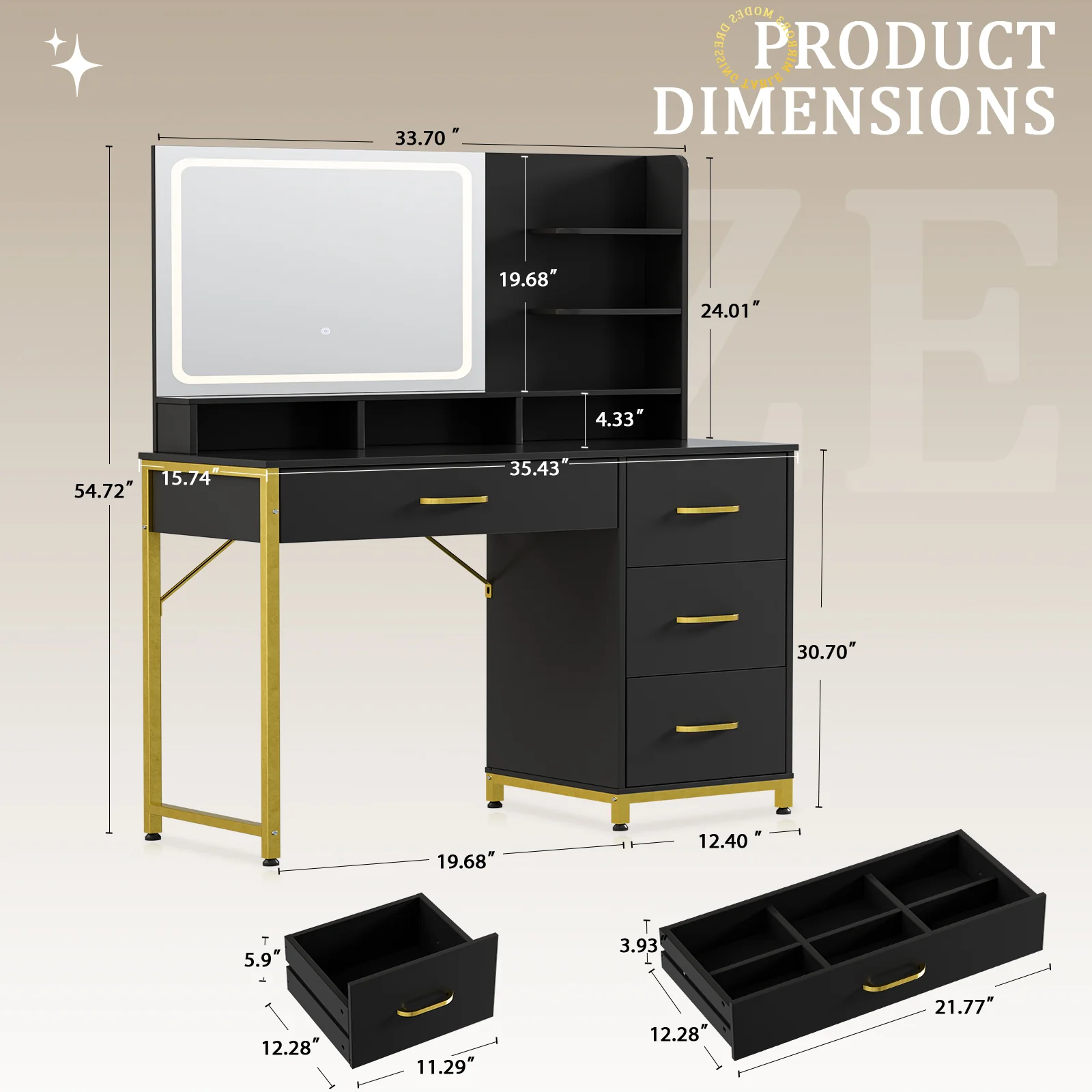 Vanity Desk with Mirror and Lights - Image 15