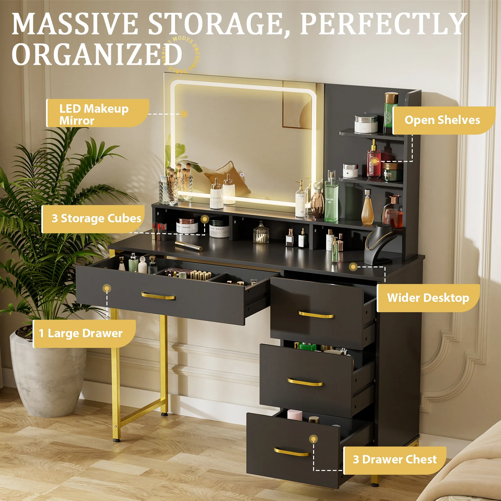 Vanity Desk with Mirror and Lights - Image 16
