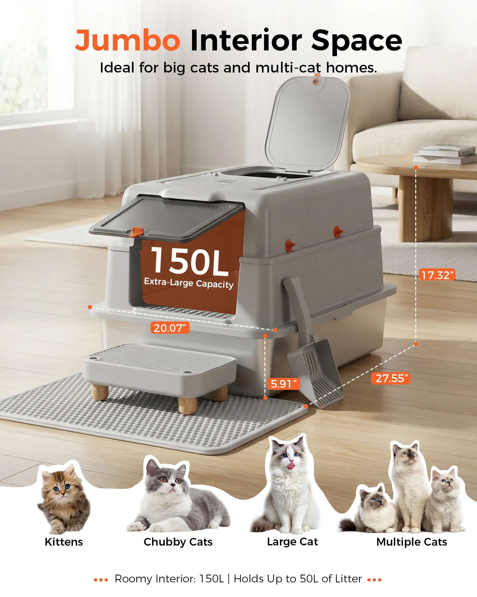 ACB08 XXXL Dual‑Entry Cat Litter Box - Image 5