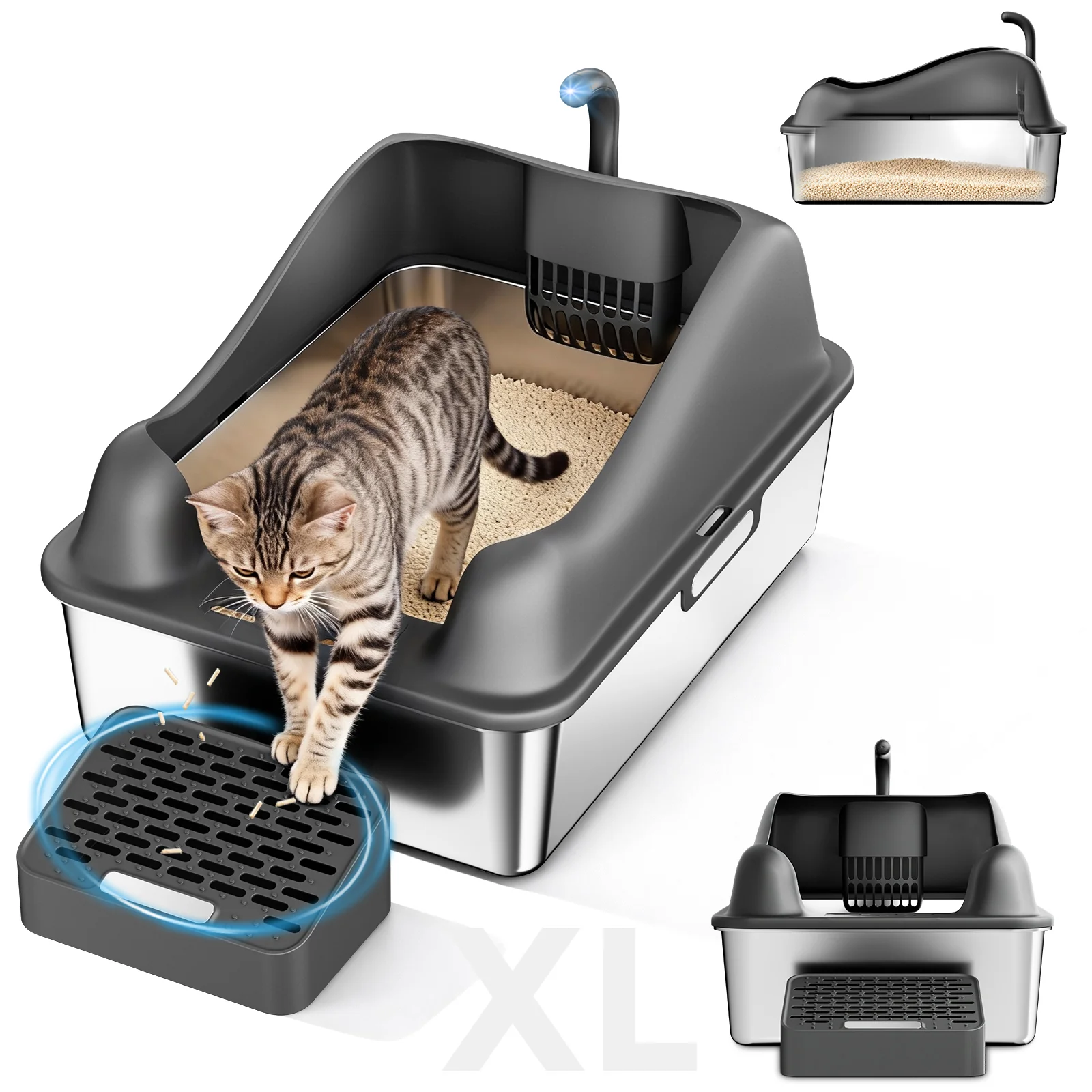 Cat Litter Box Odor-Free Litter Box with Filtering Foot Board - Image 7