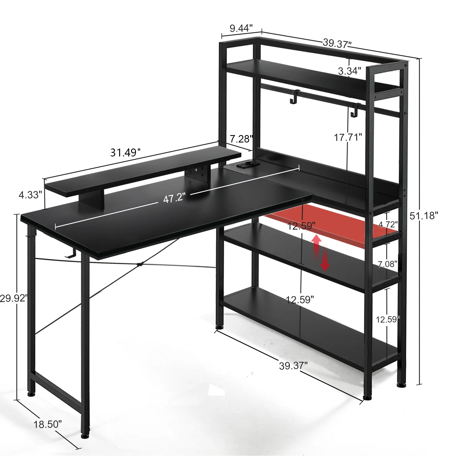 L-Shaped LED Gaming Desk with Monitor Stand - Image 10