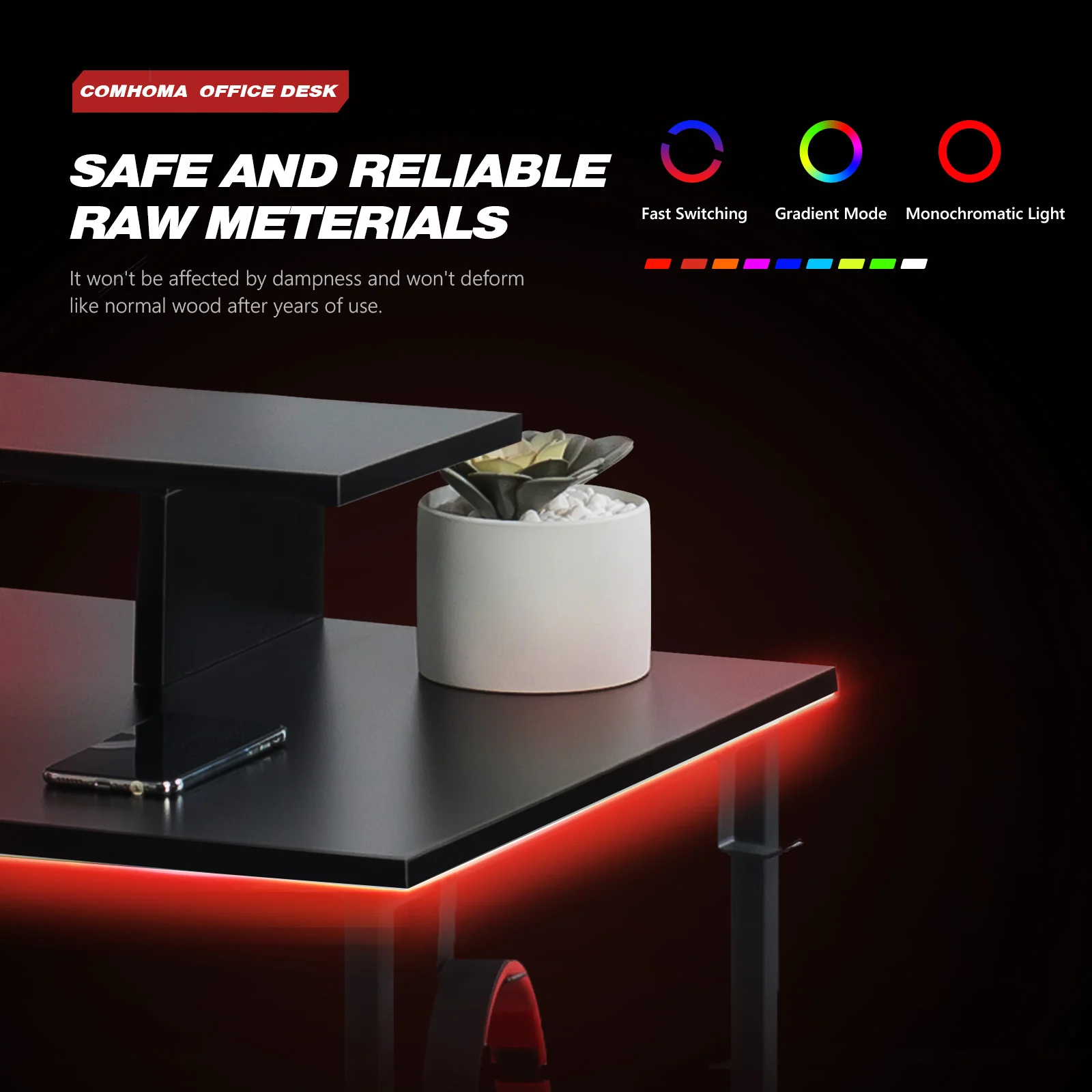 L-Shaped LED Gaming Desk with Monitor Stand - Image 5