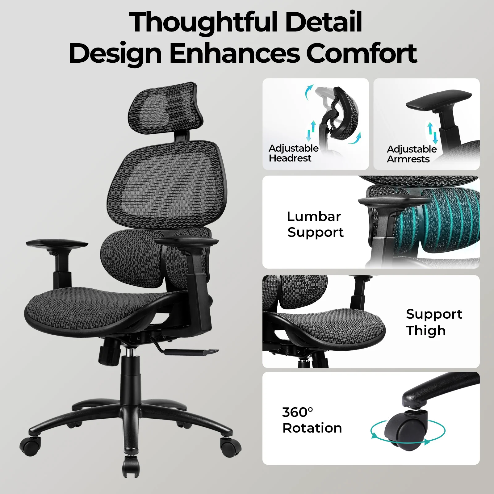Ergonomic Office Chair with High Back CH599 - Image 3