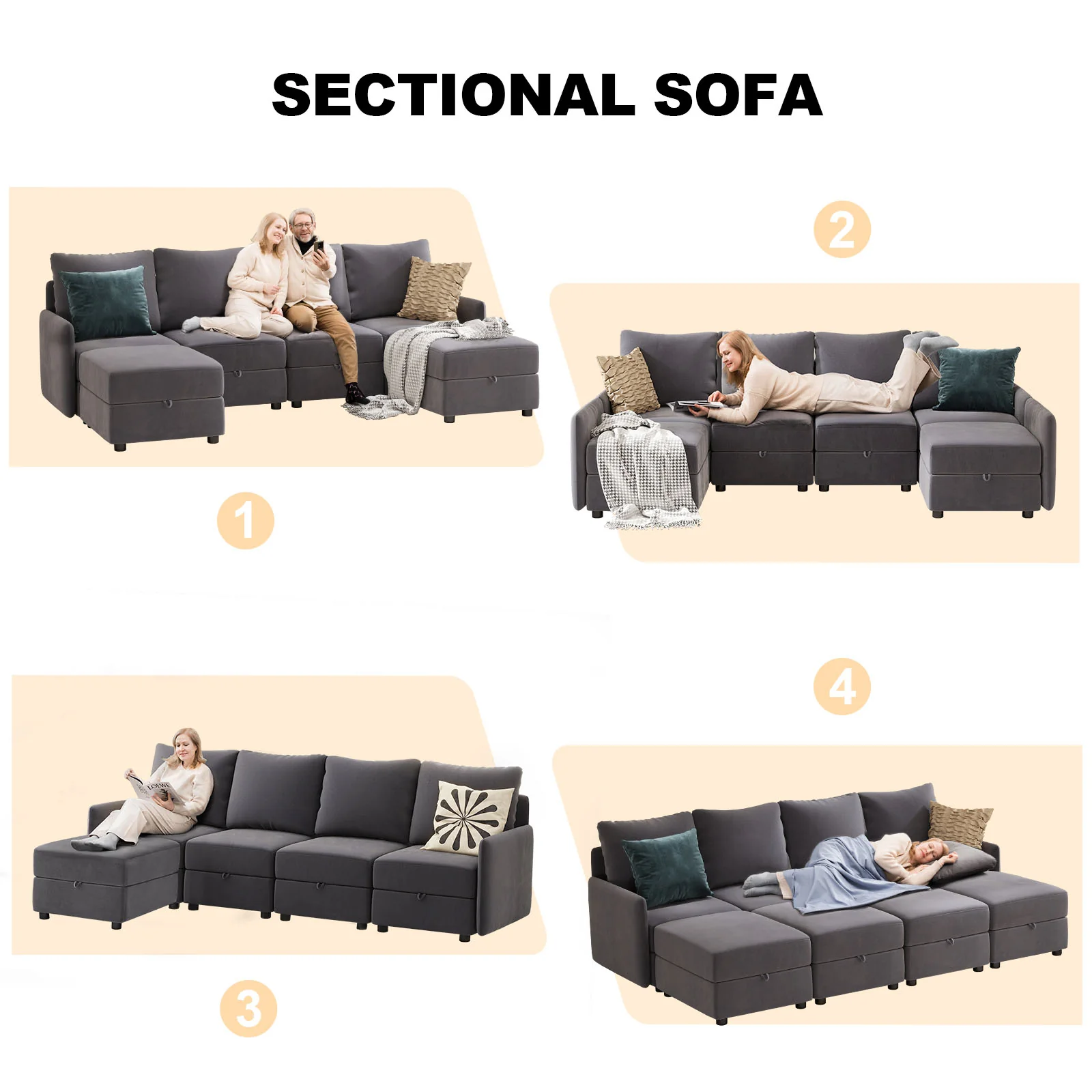 Convertible Sectional Sofa HS301 - Image 12