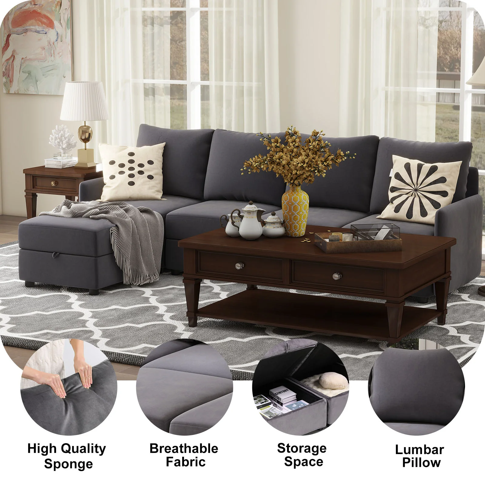 Convertible Sectional Sofa HS301 - Image 20