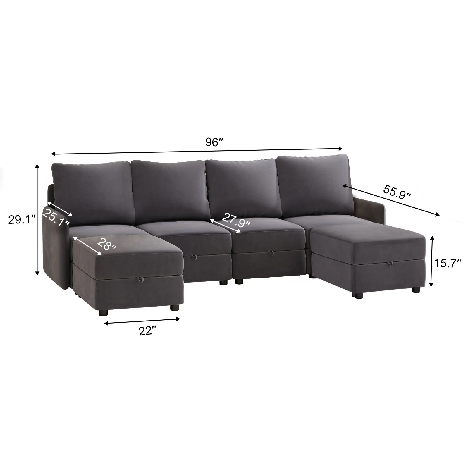 Convertible Sectional Sofa HS301 - Image 21