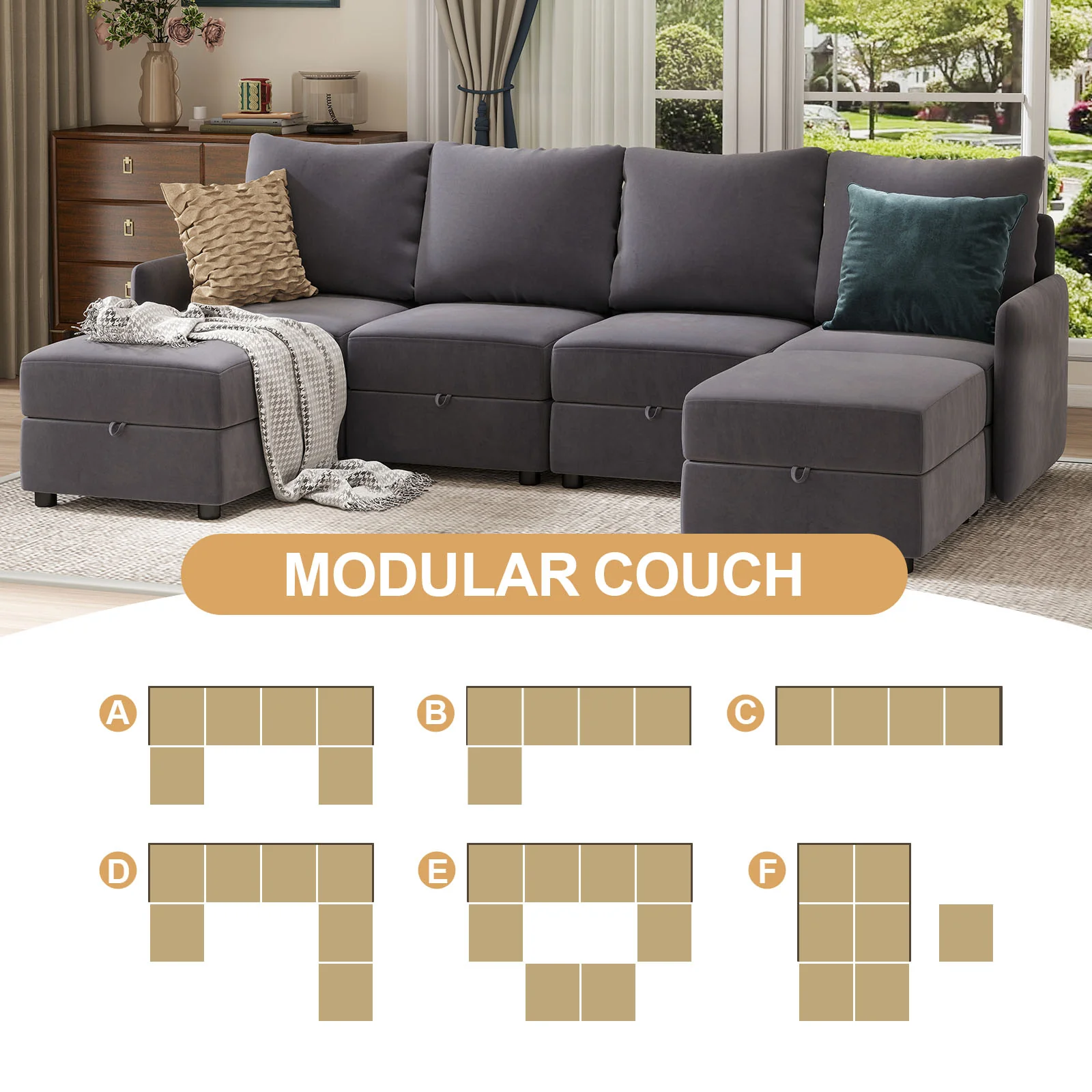 Convertible Sectional Sofa HS301 - Image 35