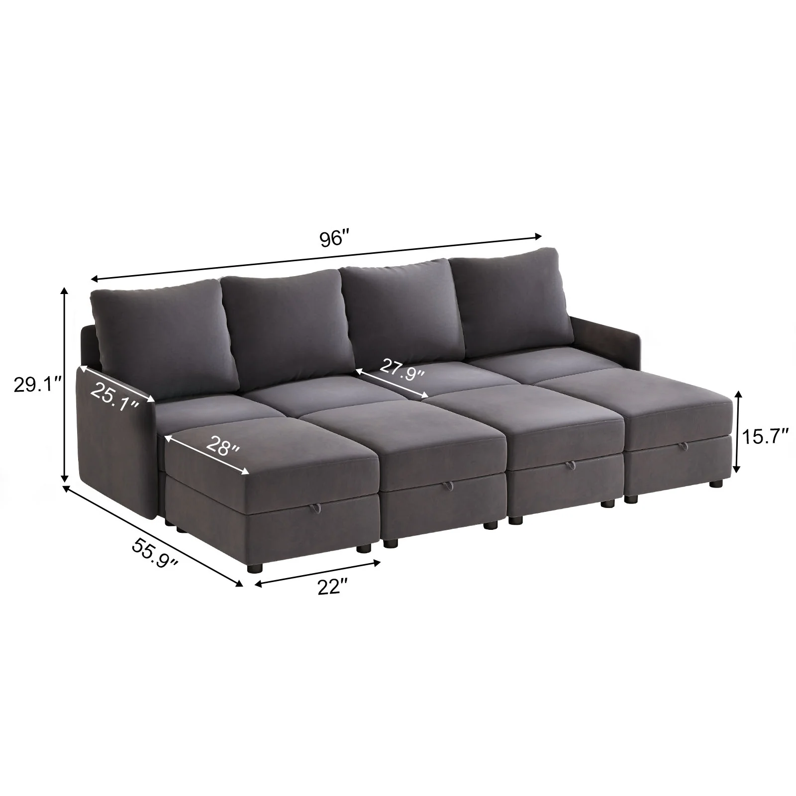 Convertible Sectional Sofa HS301 - Image 38