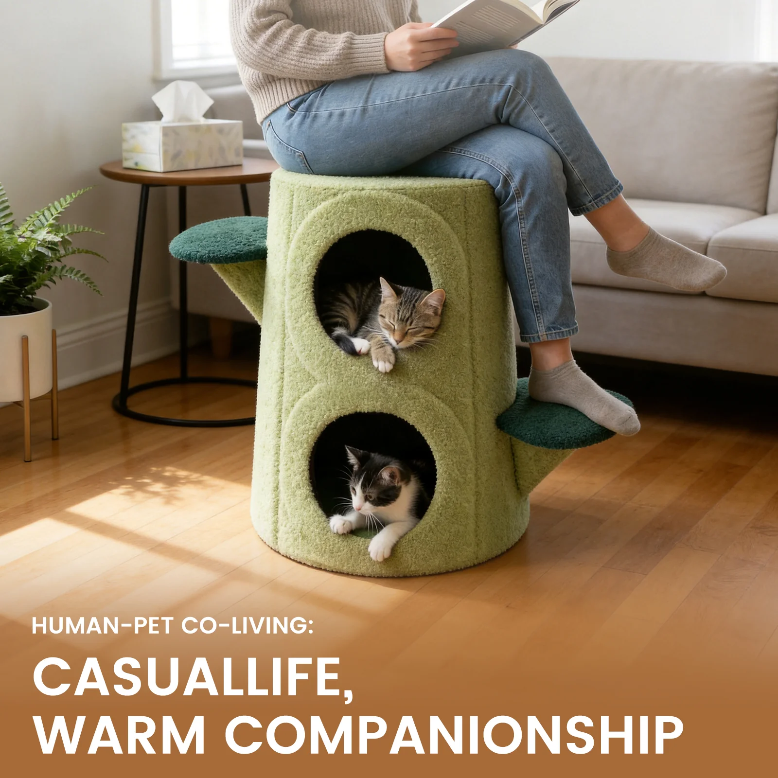 Cozy Tree Stump Cat Stool - Image 10