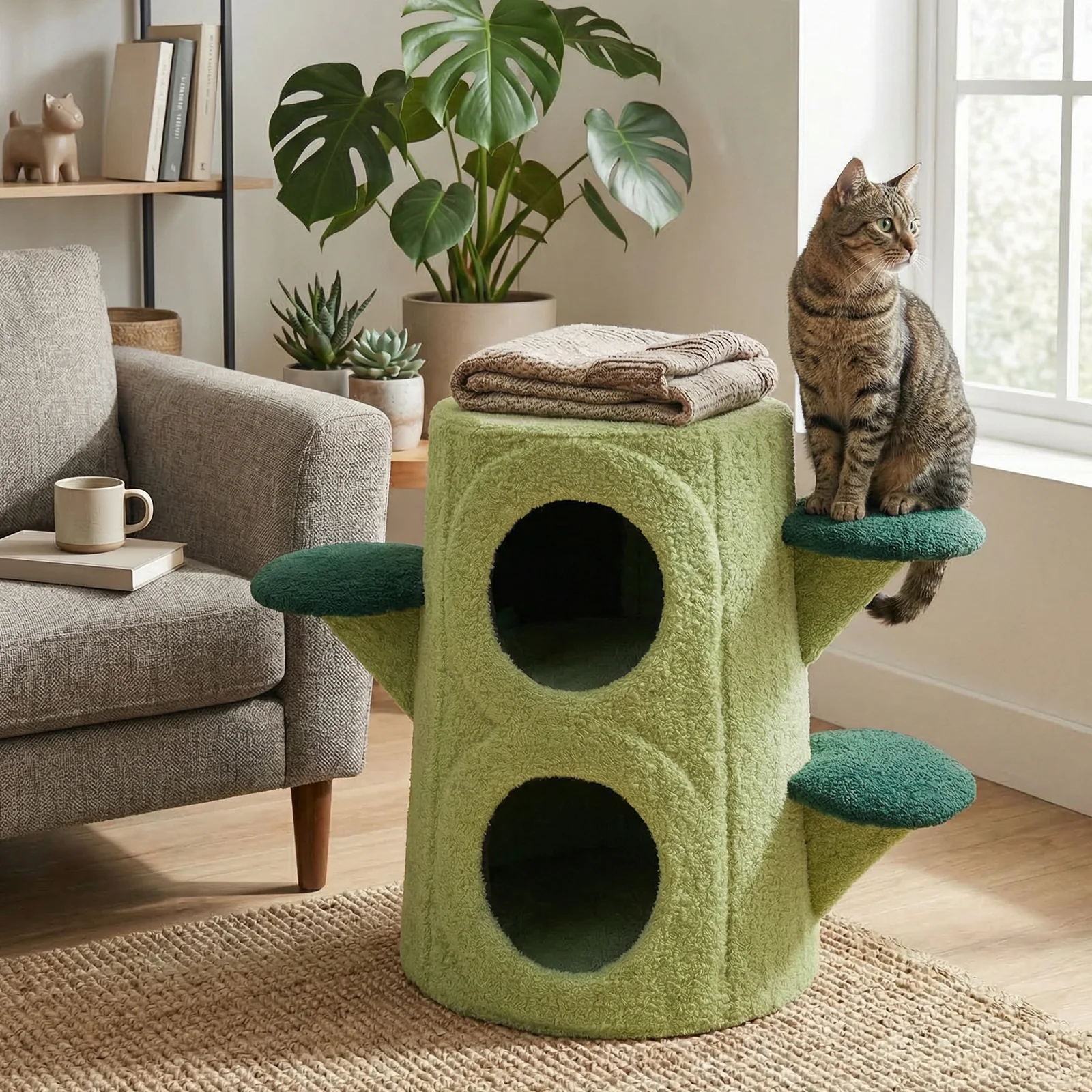 Cozy Tree Stump Cat Stool - Image 2