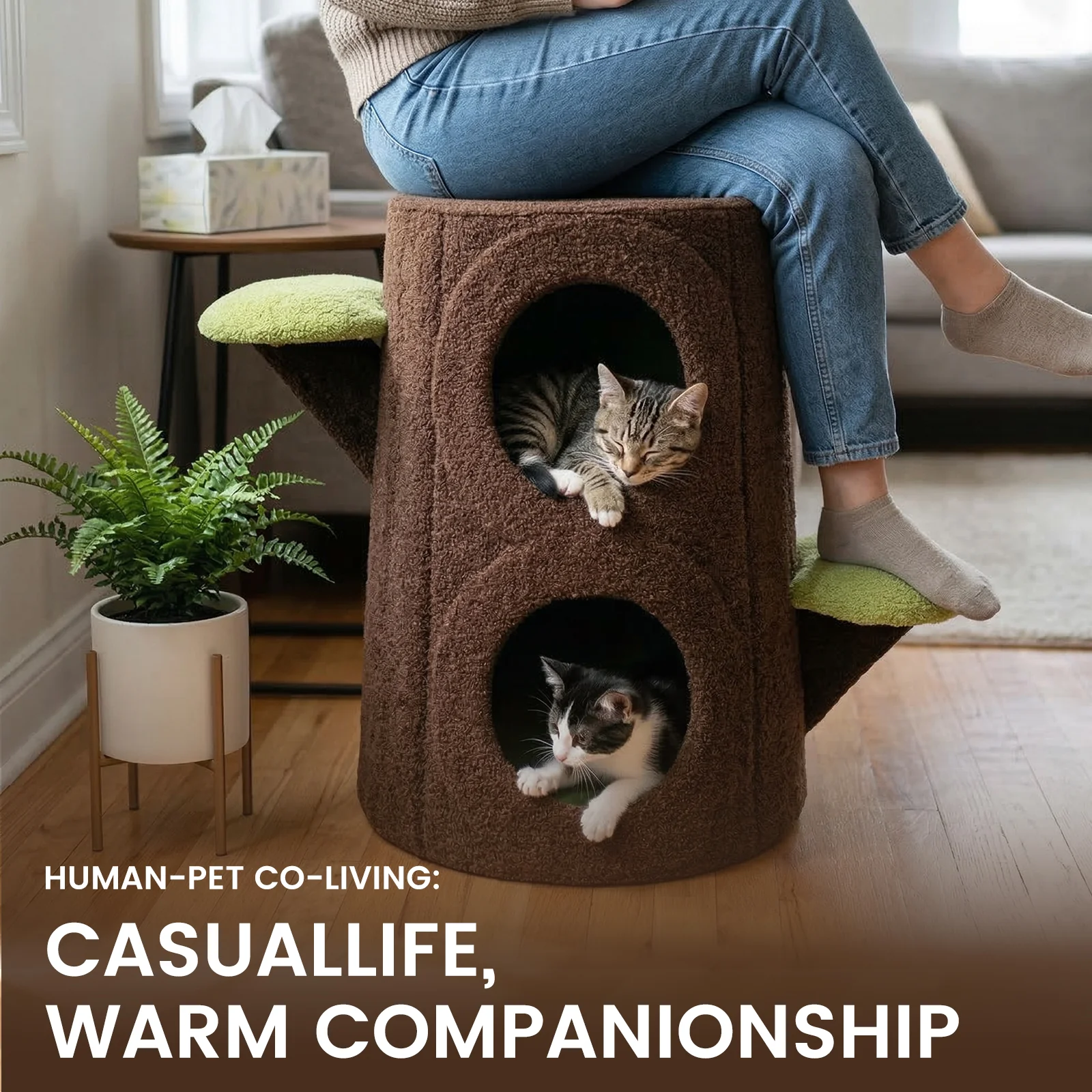 Cozy Tree Stump Cat Stool - Image 22