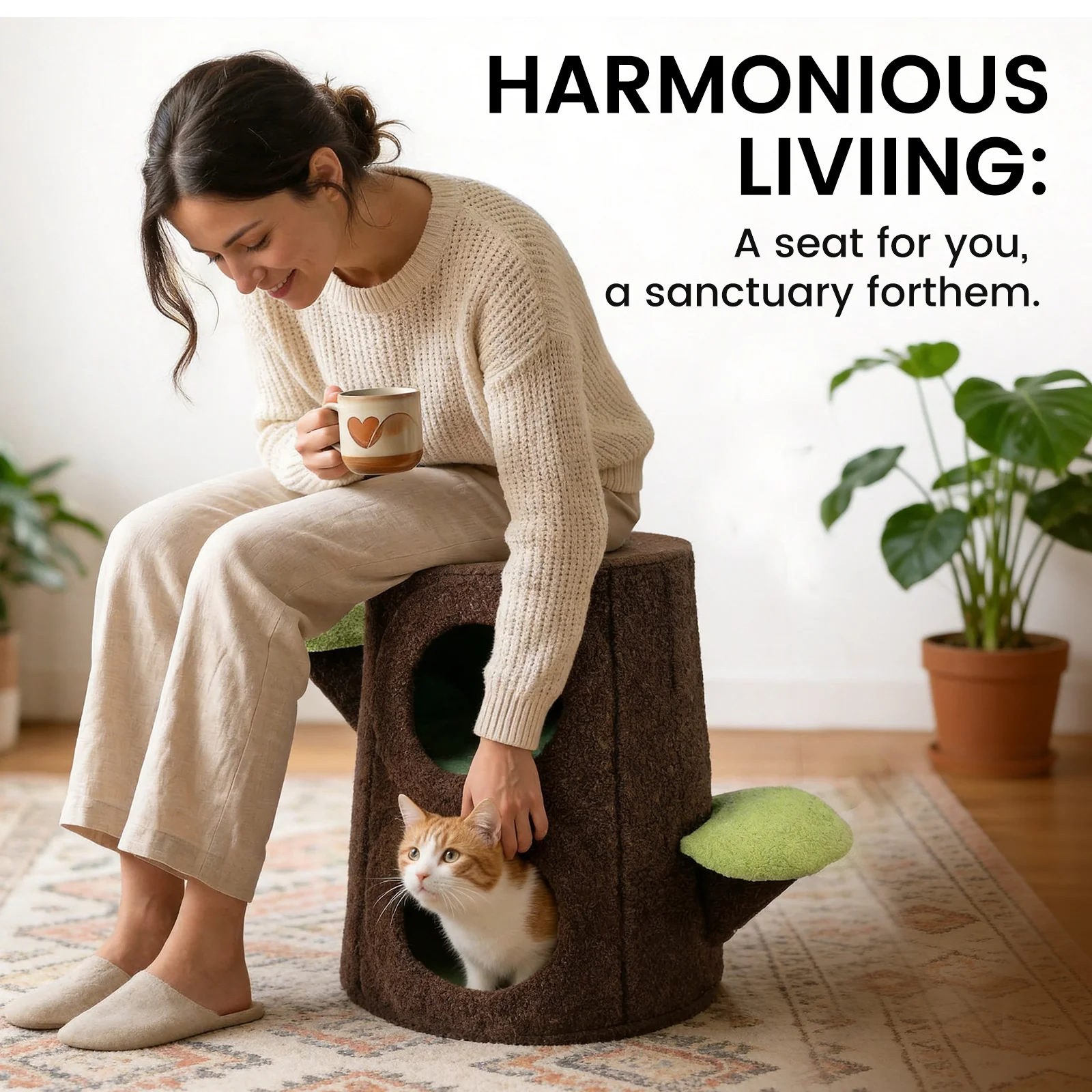 Cozy Tree Stump Cat Stool - Image 24
