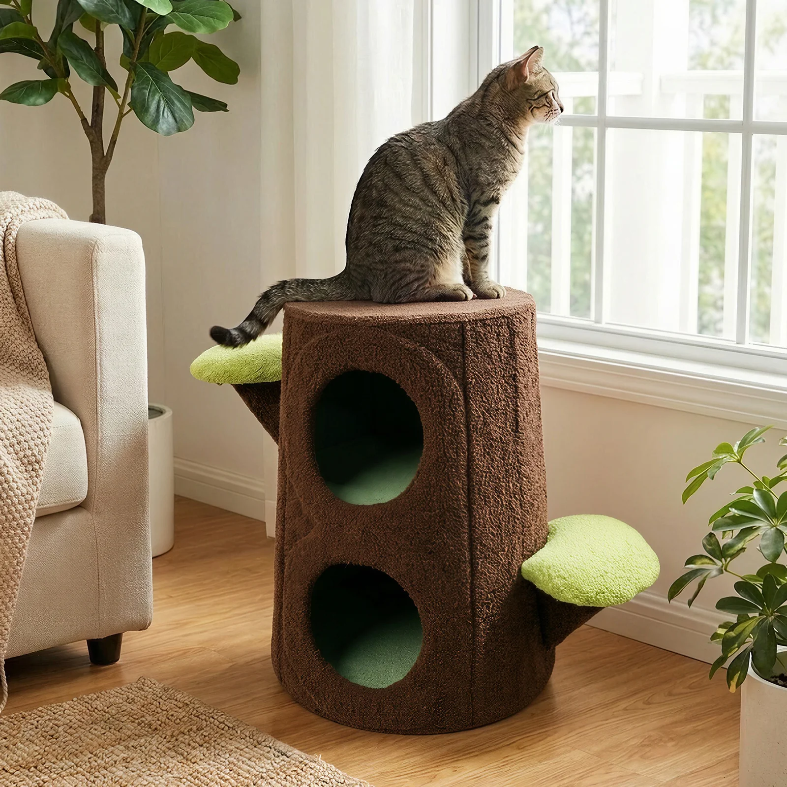 Cozy Tree Stump Cat Stool - Image 27
