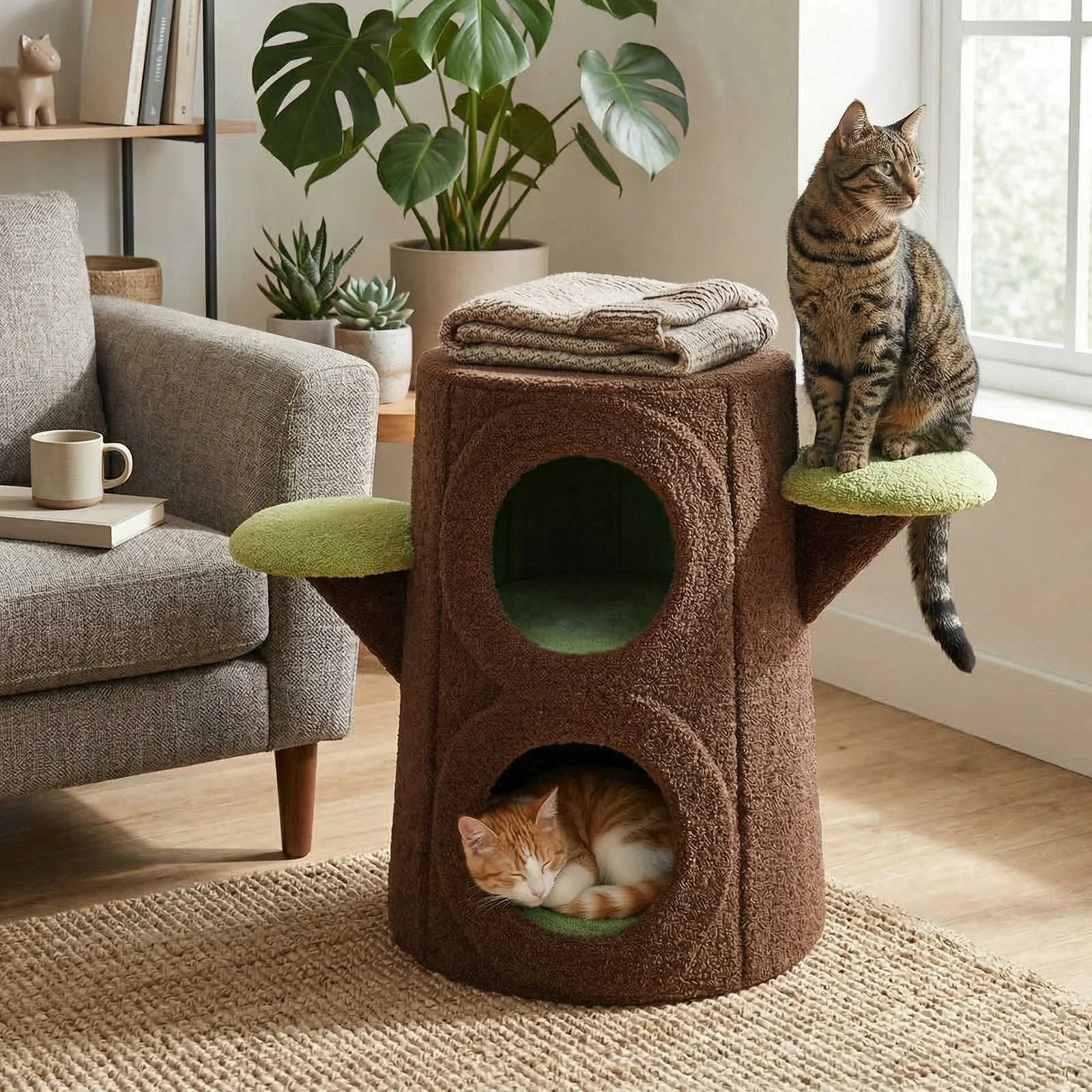 Cozy Tree Stump Cat Stool - Image 28