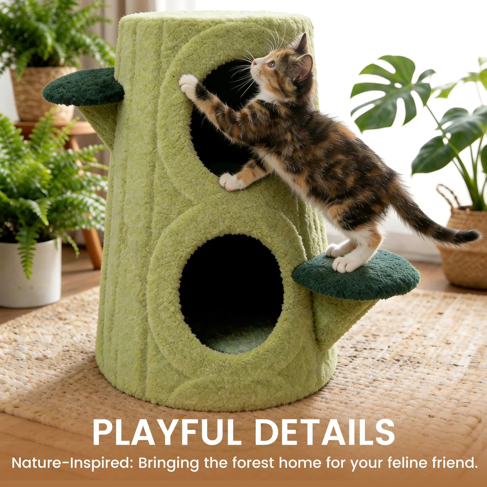 Cozy Tree Stump Cat Stool - Image 5
