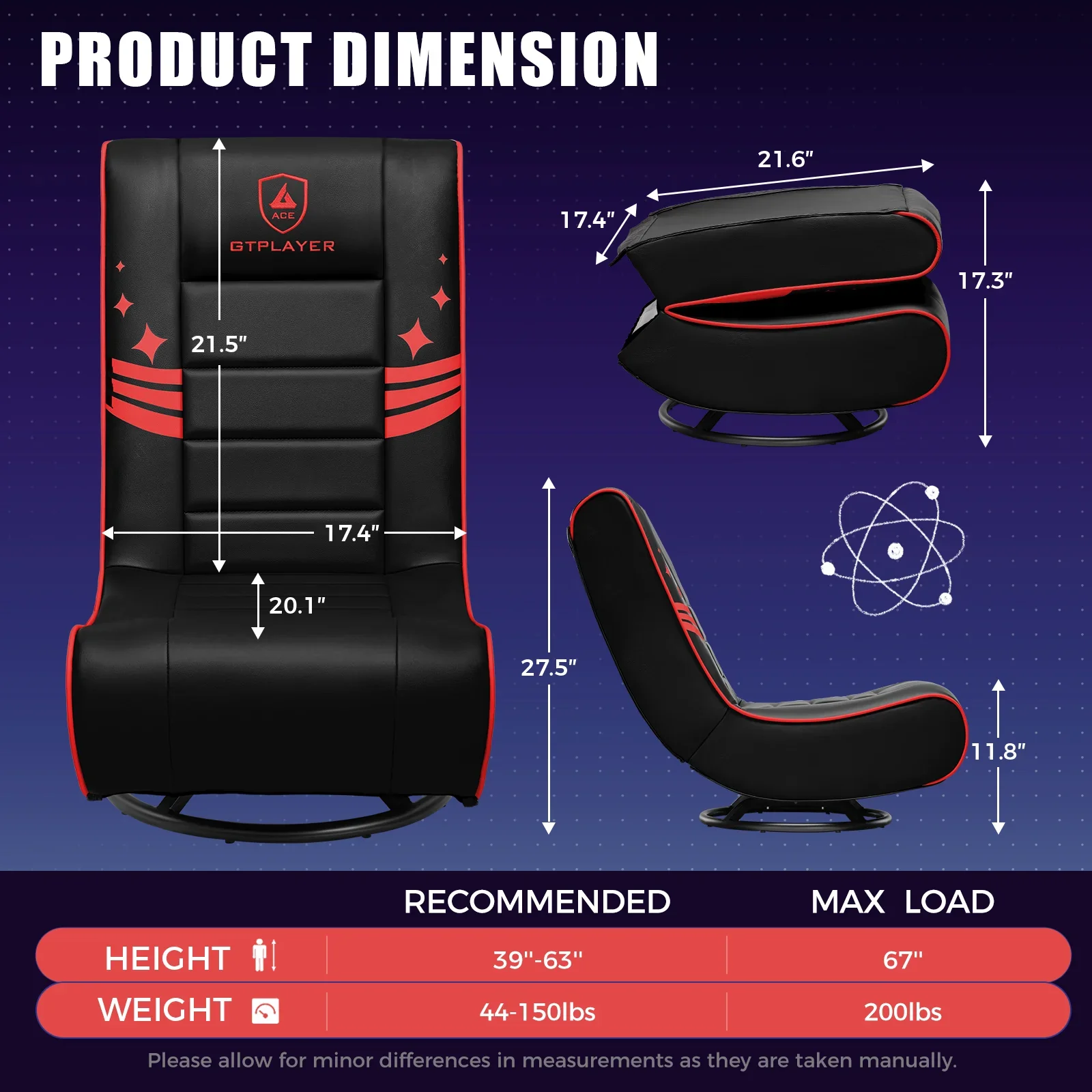 Foldable Swivel Floor Gaming Chairs GTP-FL606 - Image 25