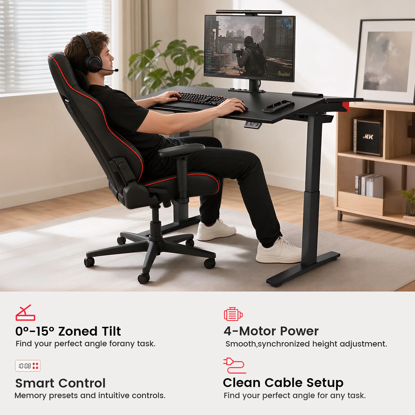 GTPlayer Zoned-Tilt 4-Motor Ergonomic Smart Standing Desk - Image 4