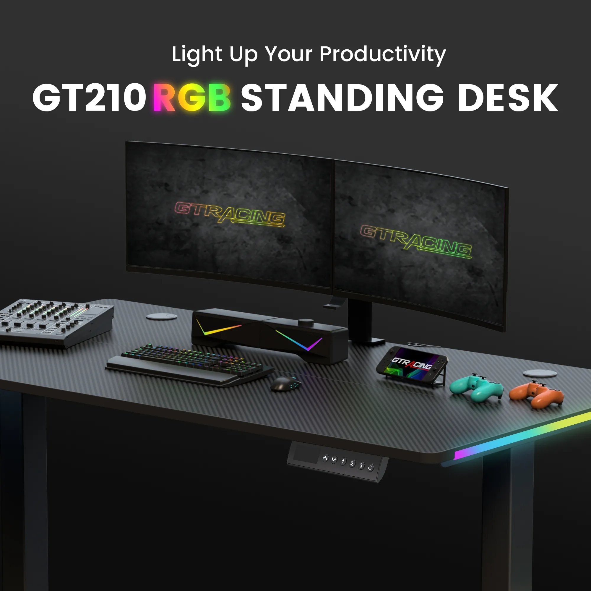 T-Shaped Series RGB Gaming Desk GTZ-210-RGB-V - Image 11
