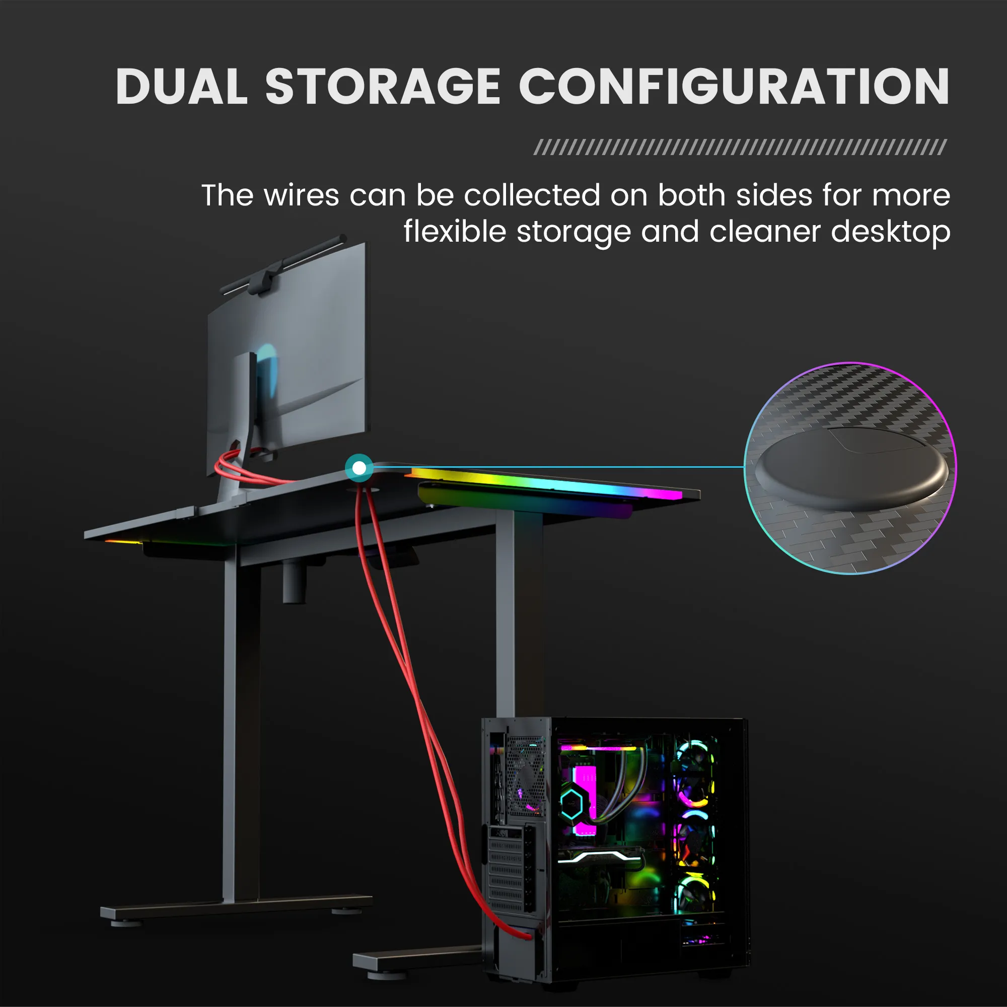 T-Shaped Series RGB Gaming Desk GTZ-210-RGB-V - Image 5
