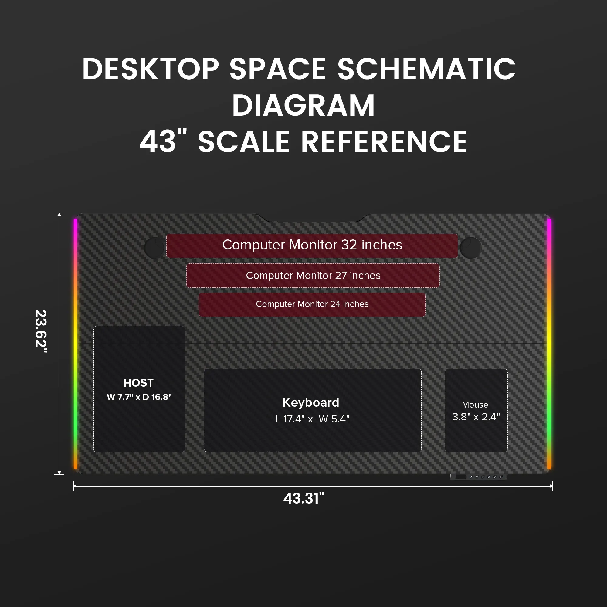 T-Shaped Series RGB Gaming Desk GTZ-210-RGB-V - Image 8