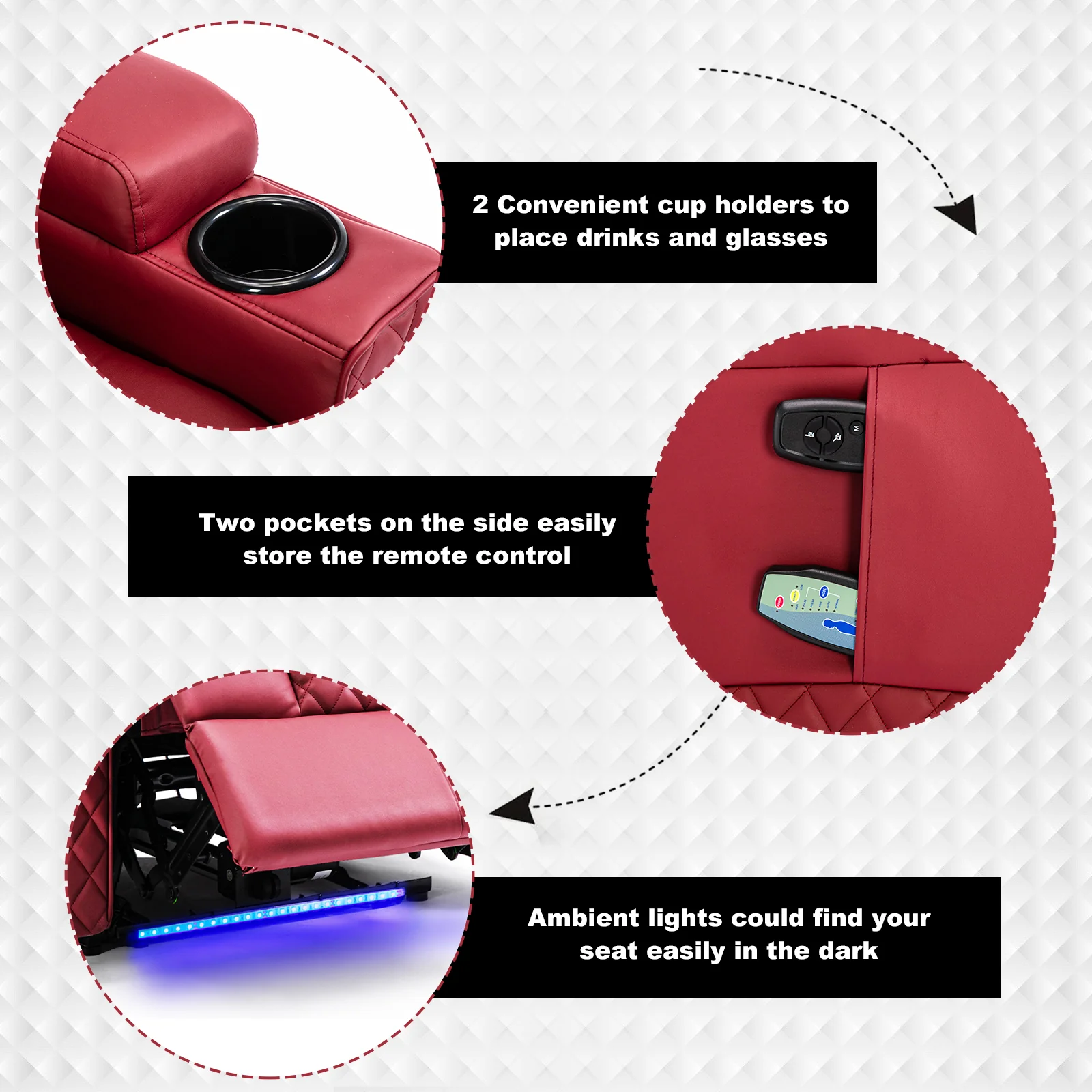 Massage Recliner with LED Lighting H7137 - Image 11