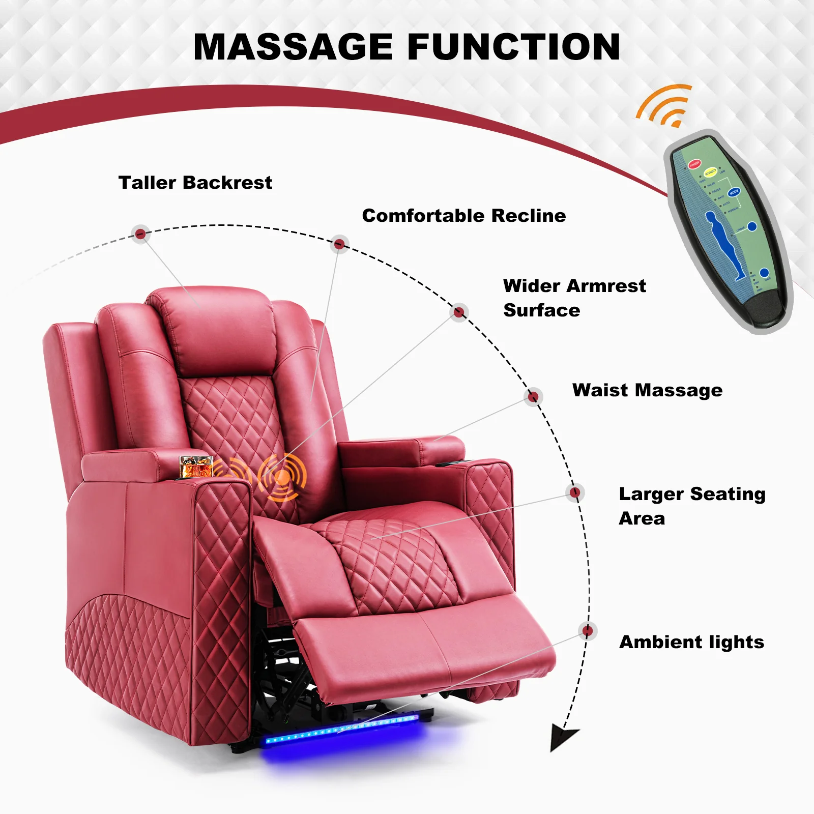 Massage Recliner with LED Lighting H7137 - Image 14