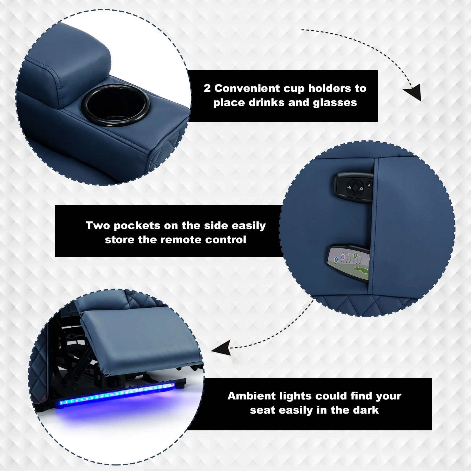 Massage Recliner with LED Lighting H7137 - Image 19