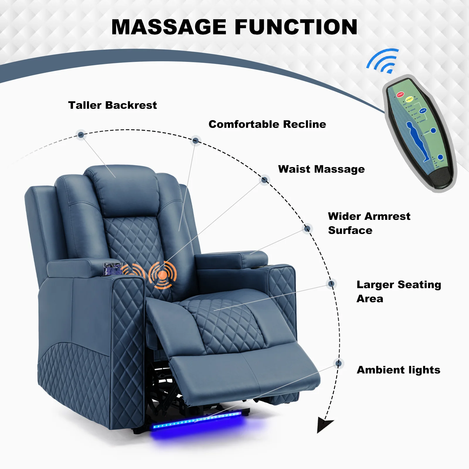 Massage Recliner with LED Lighting H7137 - Image 21