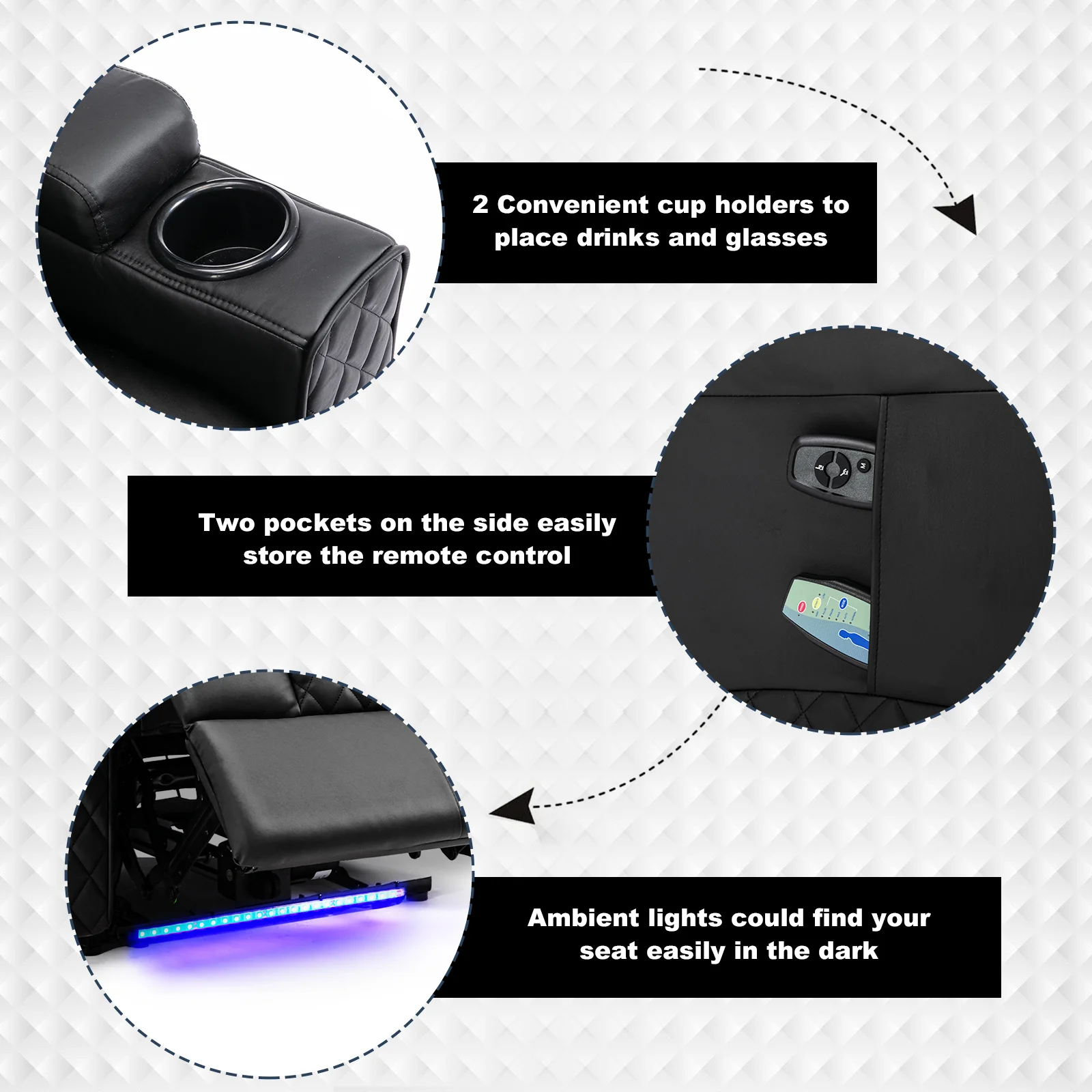 Massage Recliner with LED Lighting H7137 - Image 4