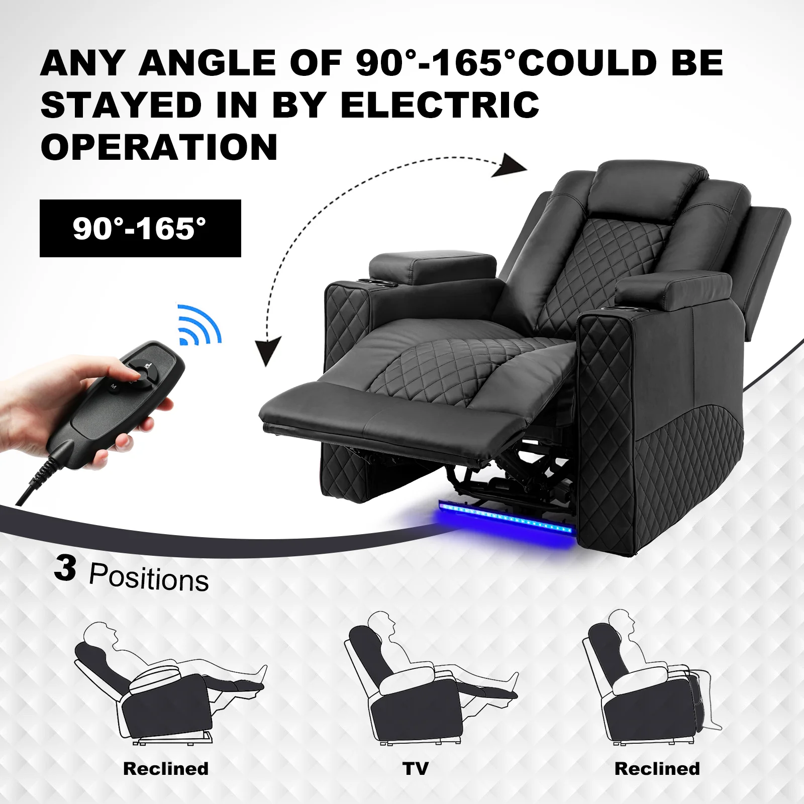 Massage Recliner with LED Lighting H7137 - Image 6