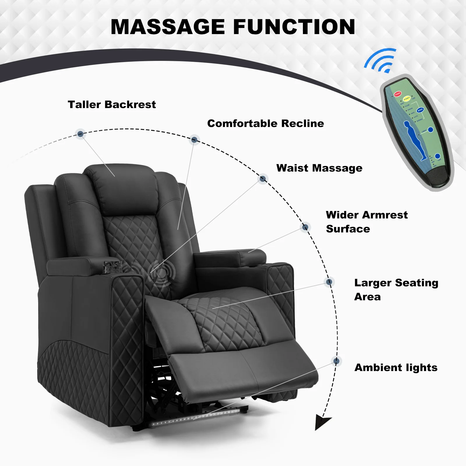 Massage Recliner with LED Lighting H7137 - Image 7