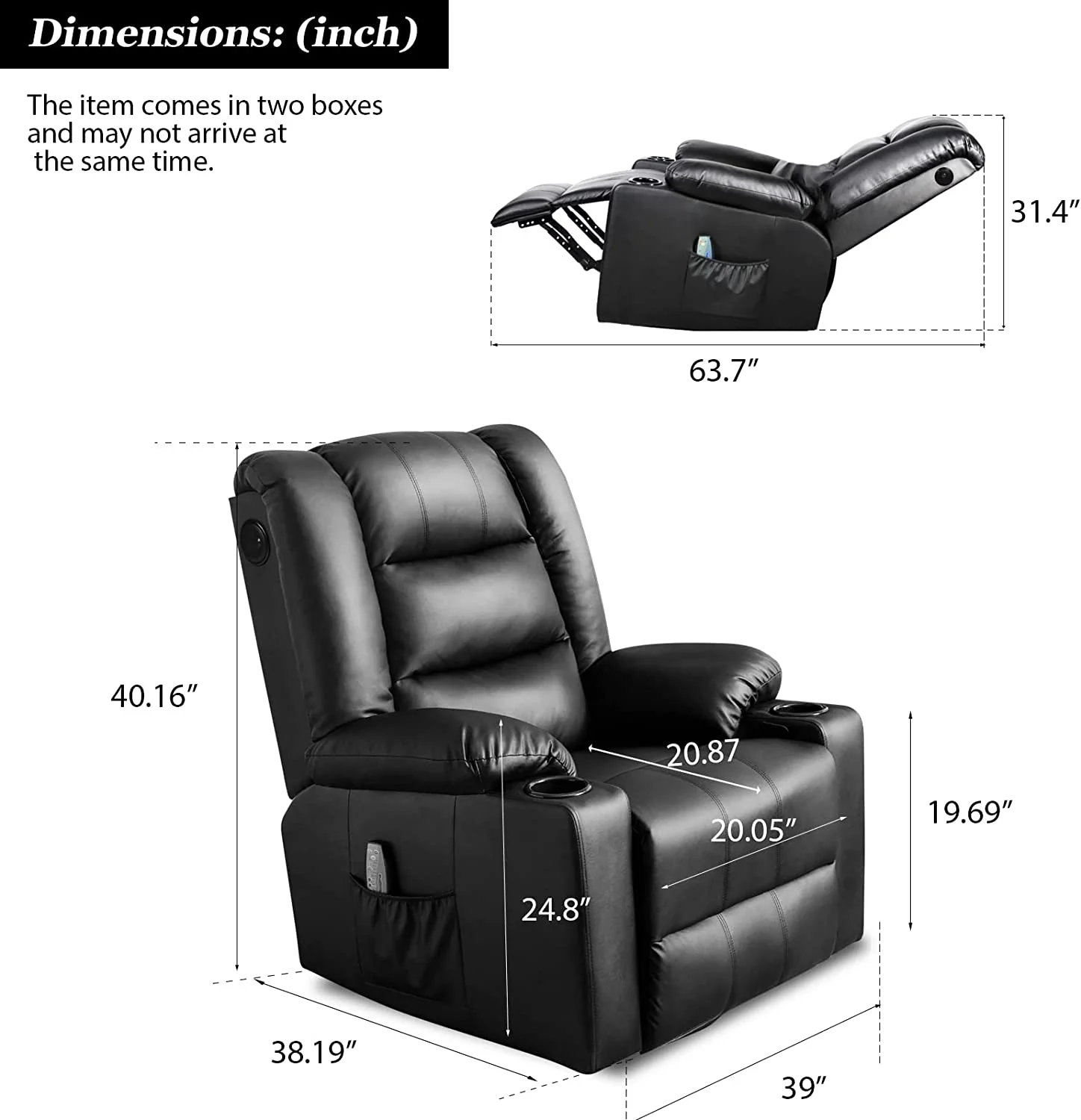 Massage Recliner Chair with Speaker H7237MP - Image 10