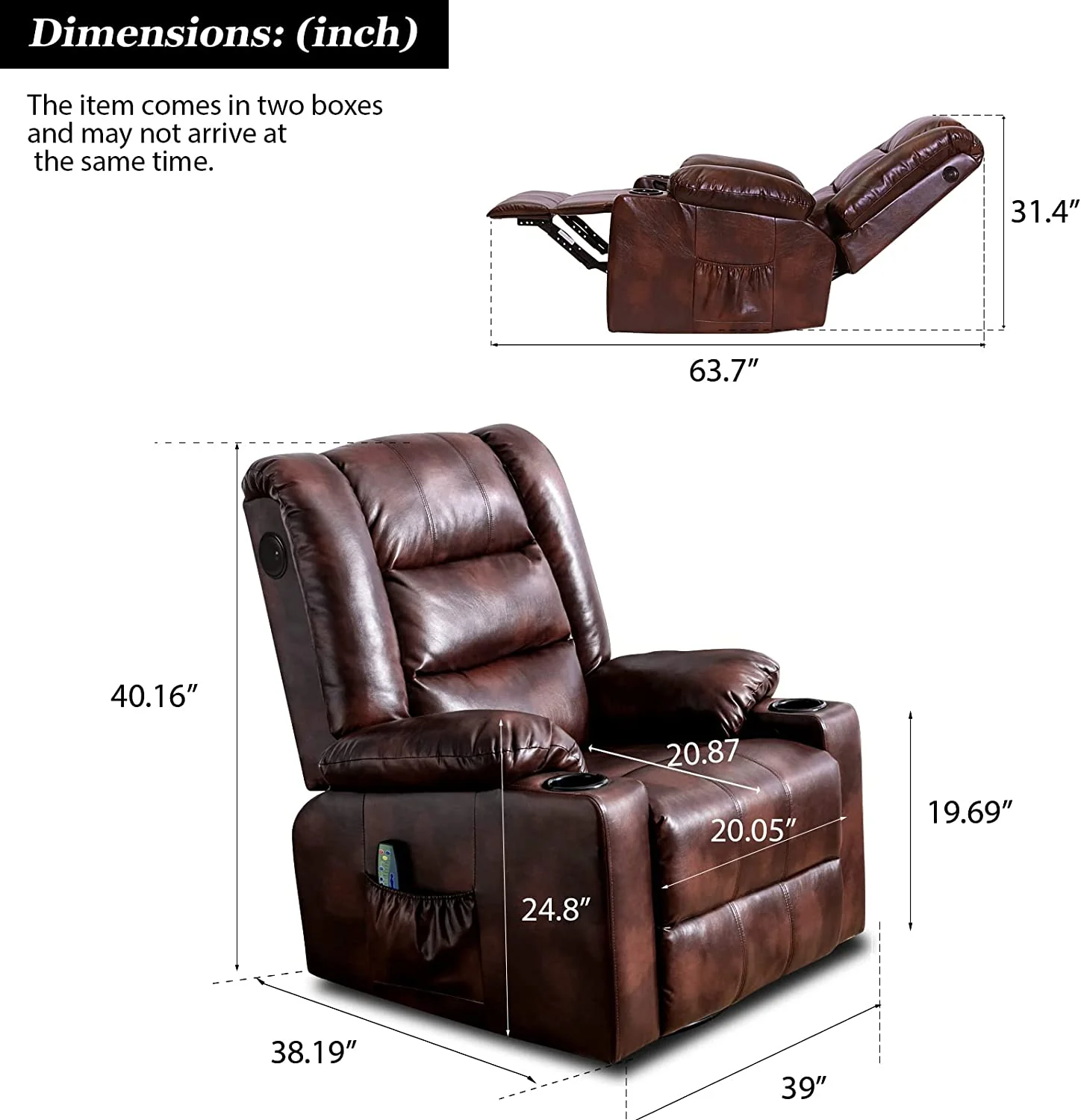Massage Recliner Chair with Speaker H7237MP - Image 17