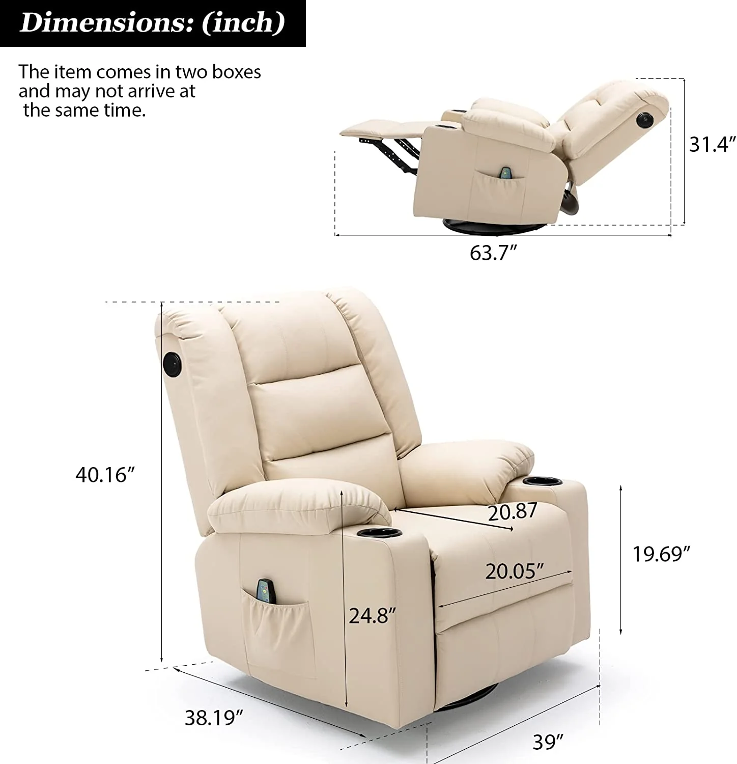 Massage Recliner Chair with Speaker H7237MP - Image 27