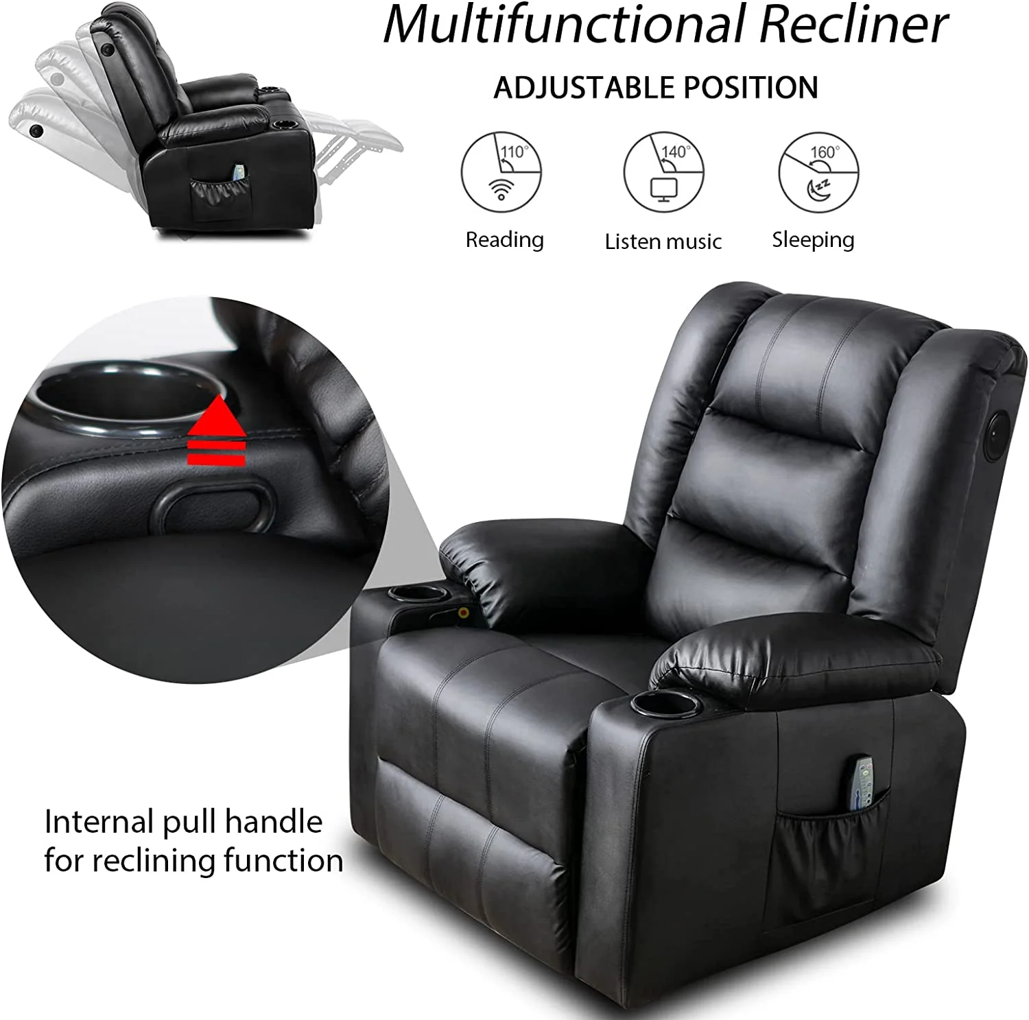 Massage Recliner Chair with Speaker H7237MP - Image 6