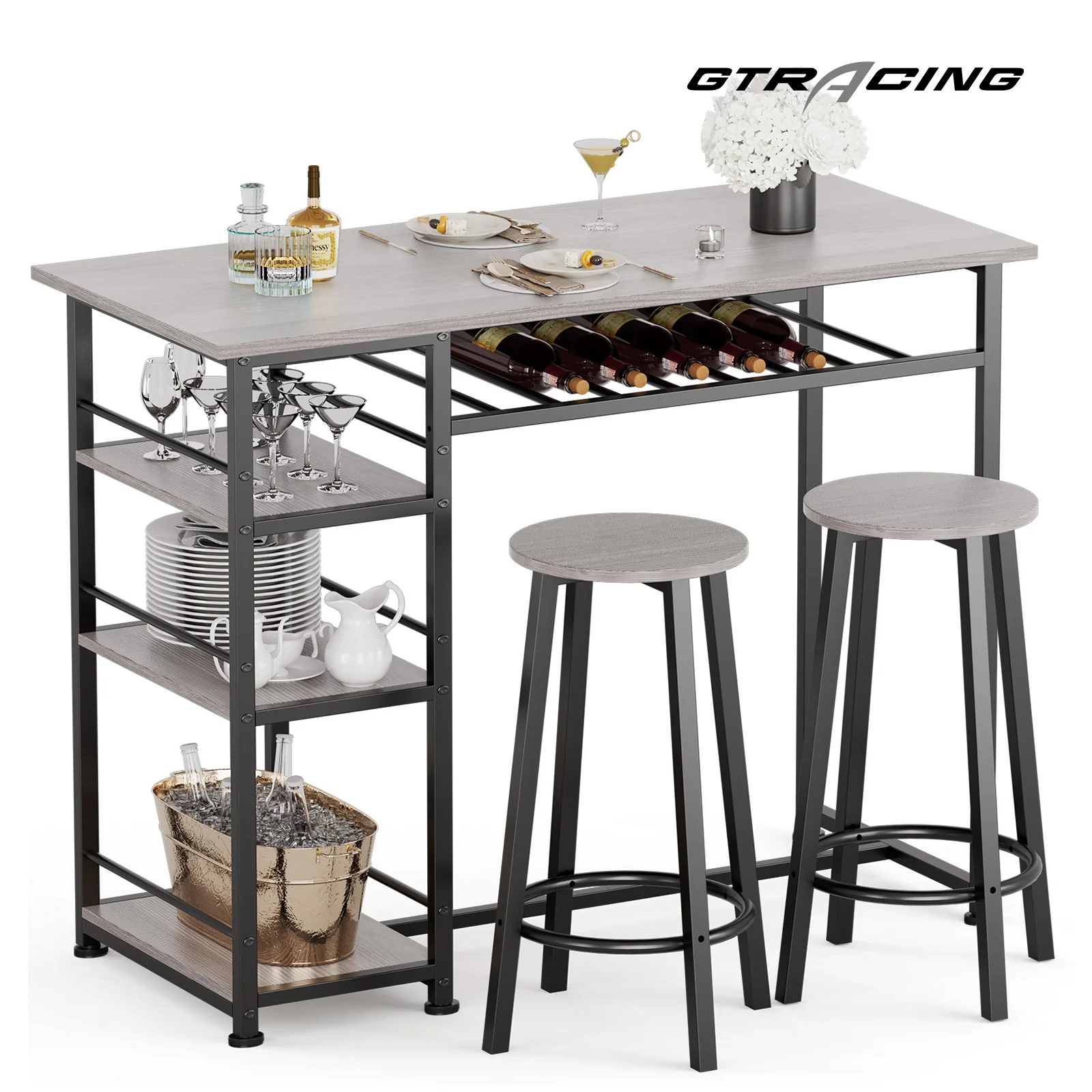 COMHOMA Dining Table with 2 Bar Stools (Set) HC09 - Image 10