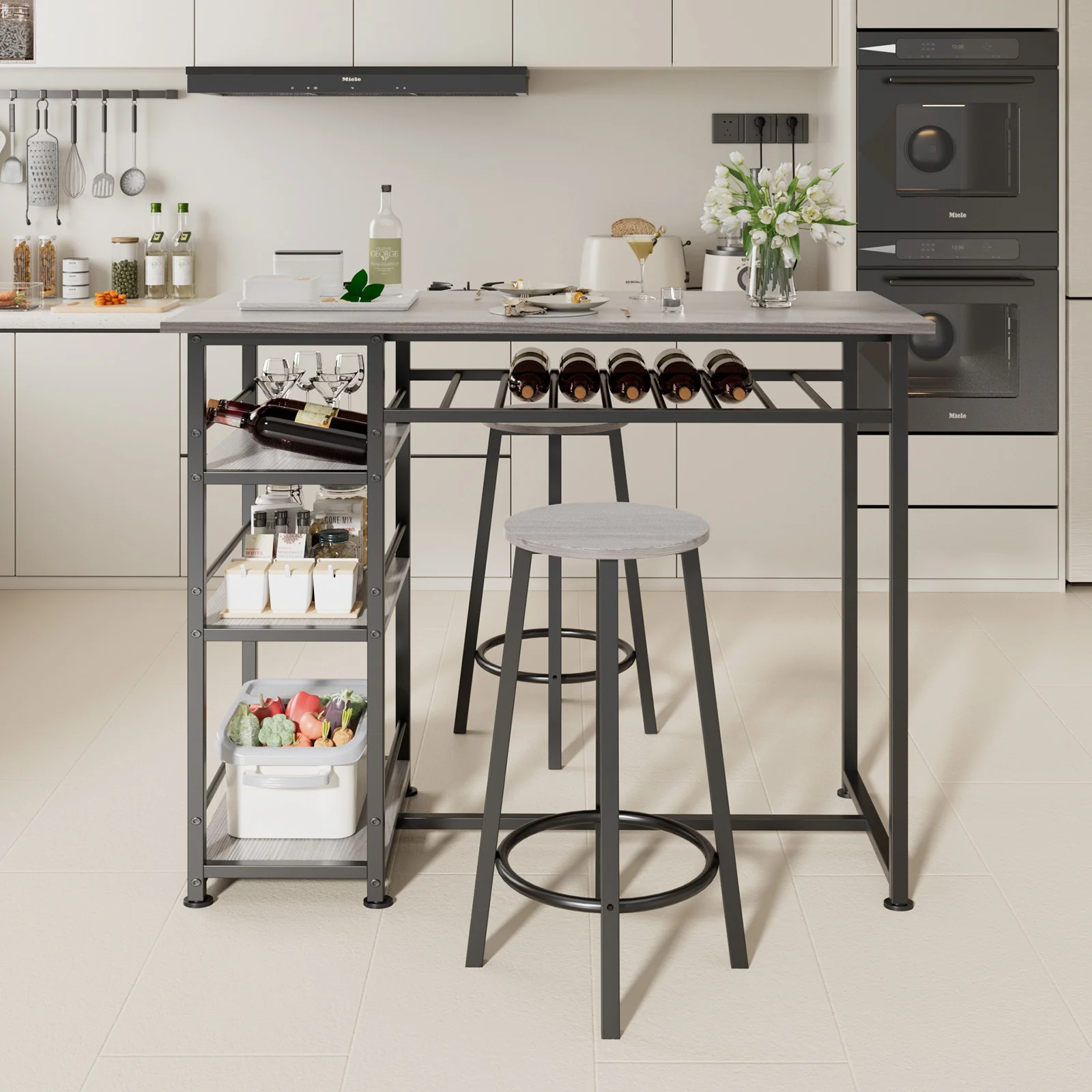 COMHOMA Dining Table with 2 Bar Stools (Set) HC09 - Image 11