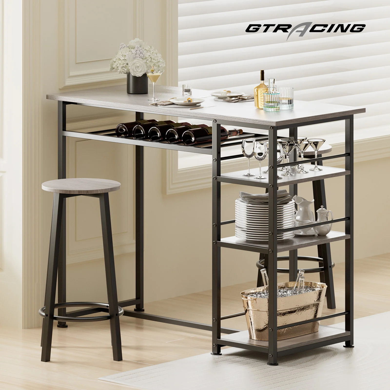 COMHOMA Dining Table with 2 Bar Stools (Set) HC09 - Image 12
