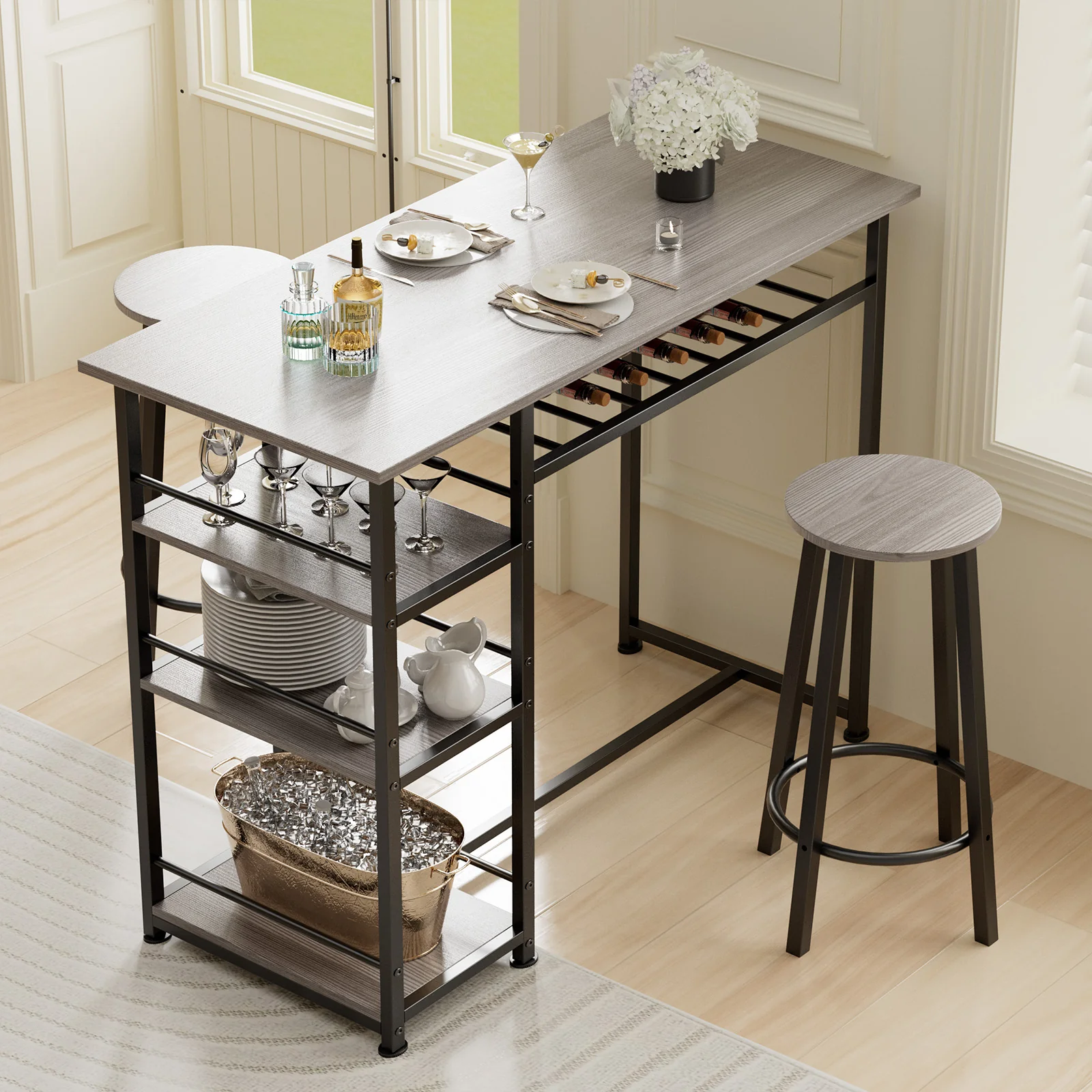 COMHOMA Dining Table with 2 Bar Stools (Set) HC09 - Image 14