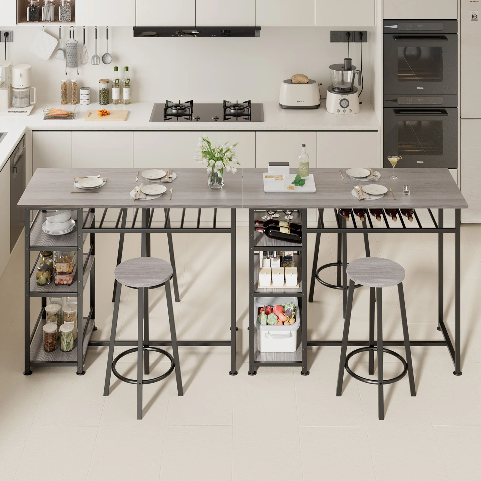 COMHOMA Dining Table with 2 Bar Stools (Set) HC09 - Image 15