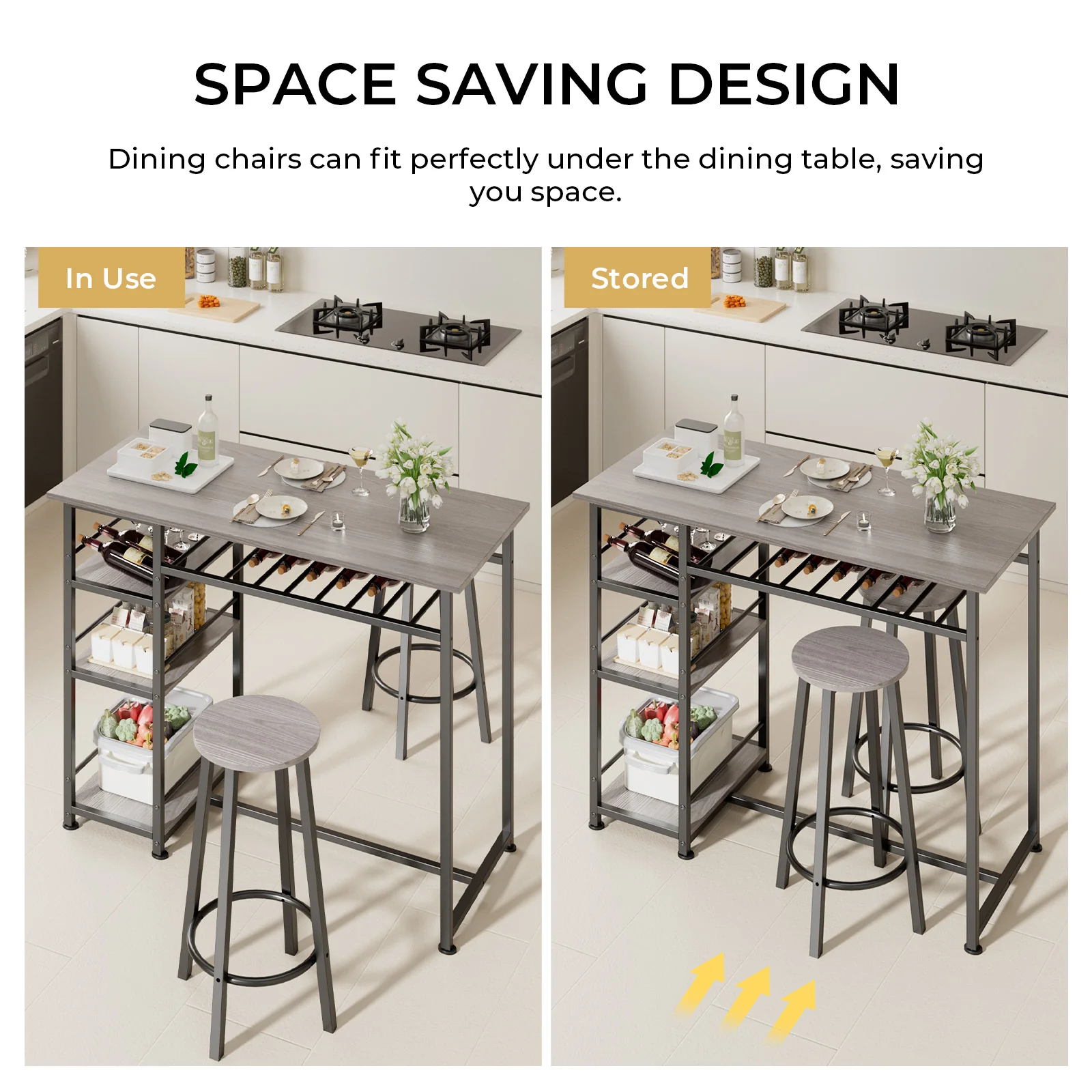 COMHOMA Dining Table with 2 Bar Stools (Set) HC09 - Image 16
