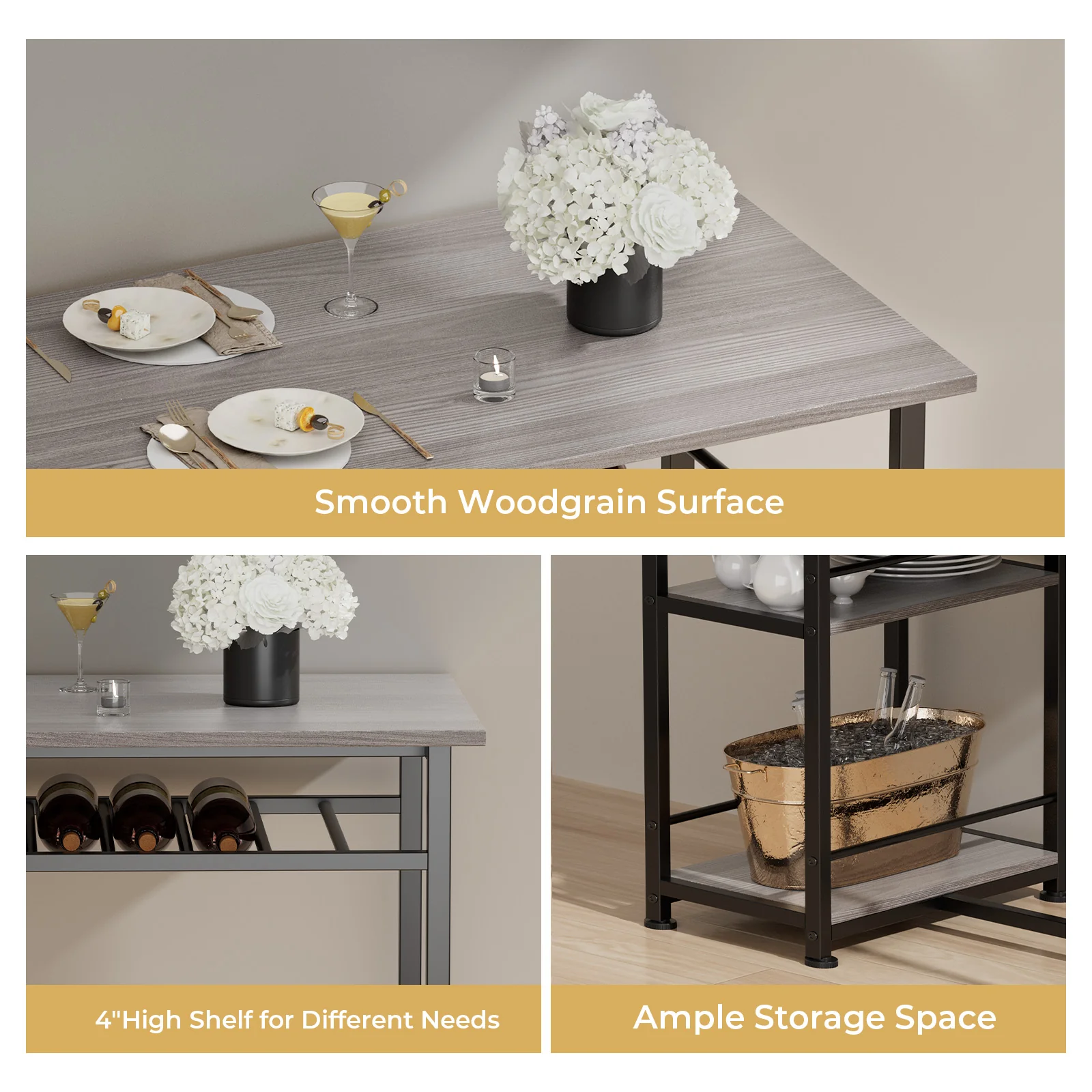 COMHOMA Dining Table with 2 Bar Stools (Set) HC09 - Image 17