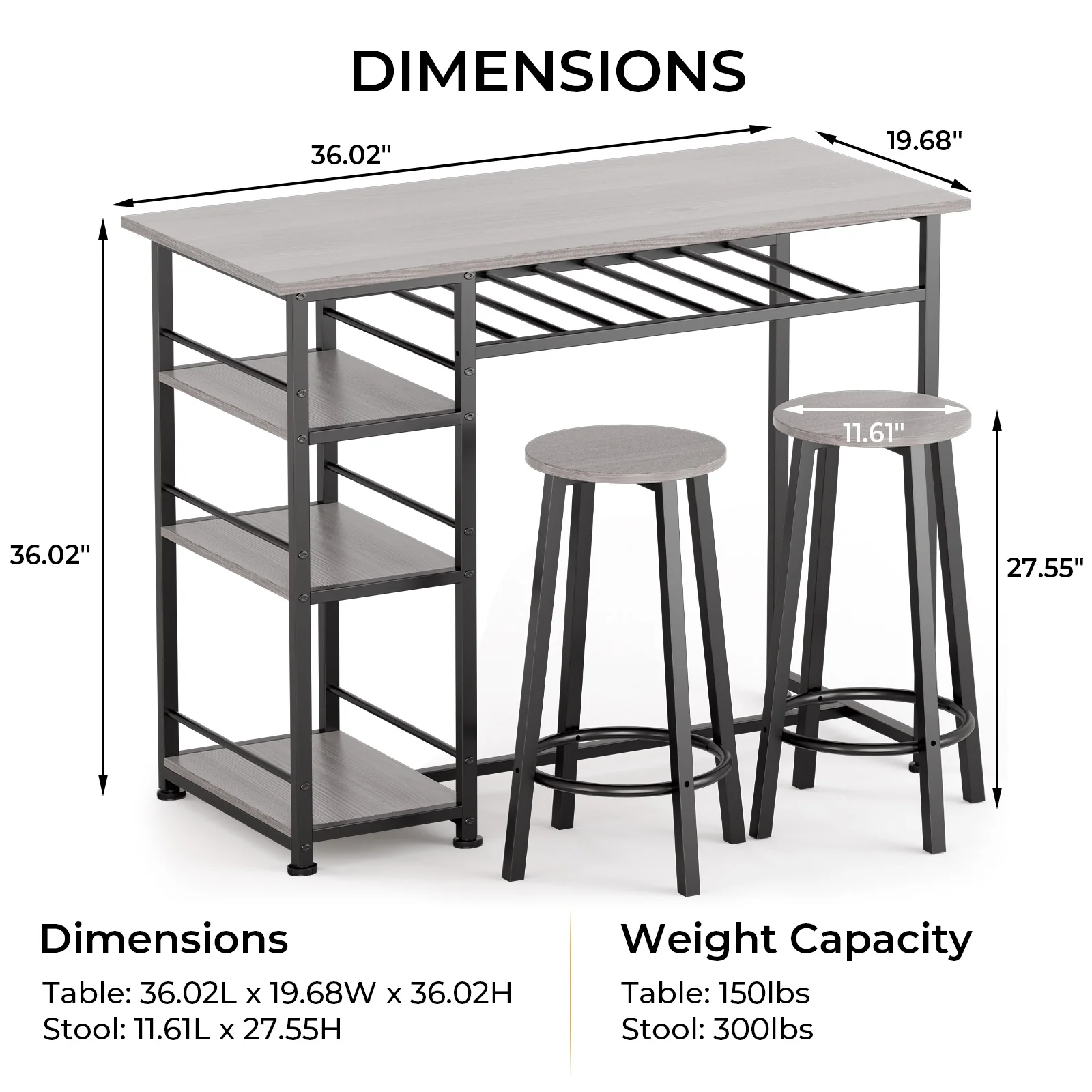 COMHOMA Dining Table with 2 Bar Stools (Set) HC09 - Image 18