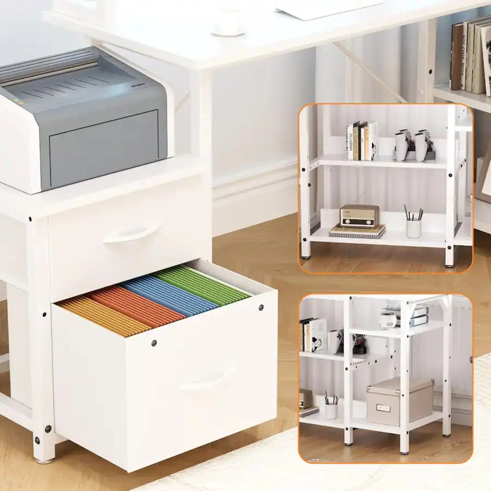 L Shaped Gaming Desk with Power Outlets & LED Lights - Image 19