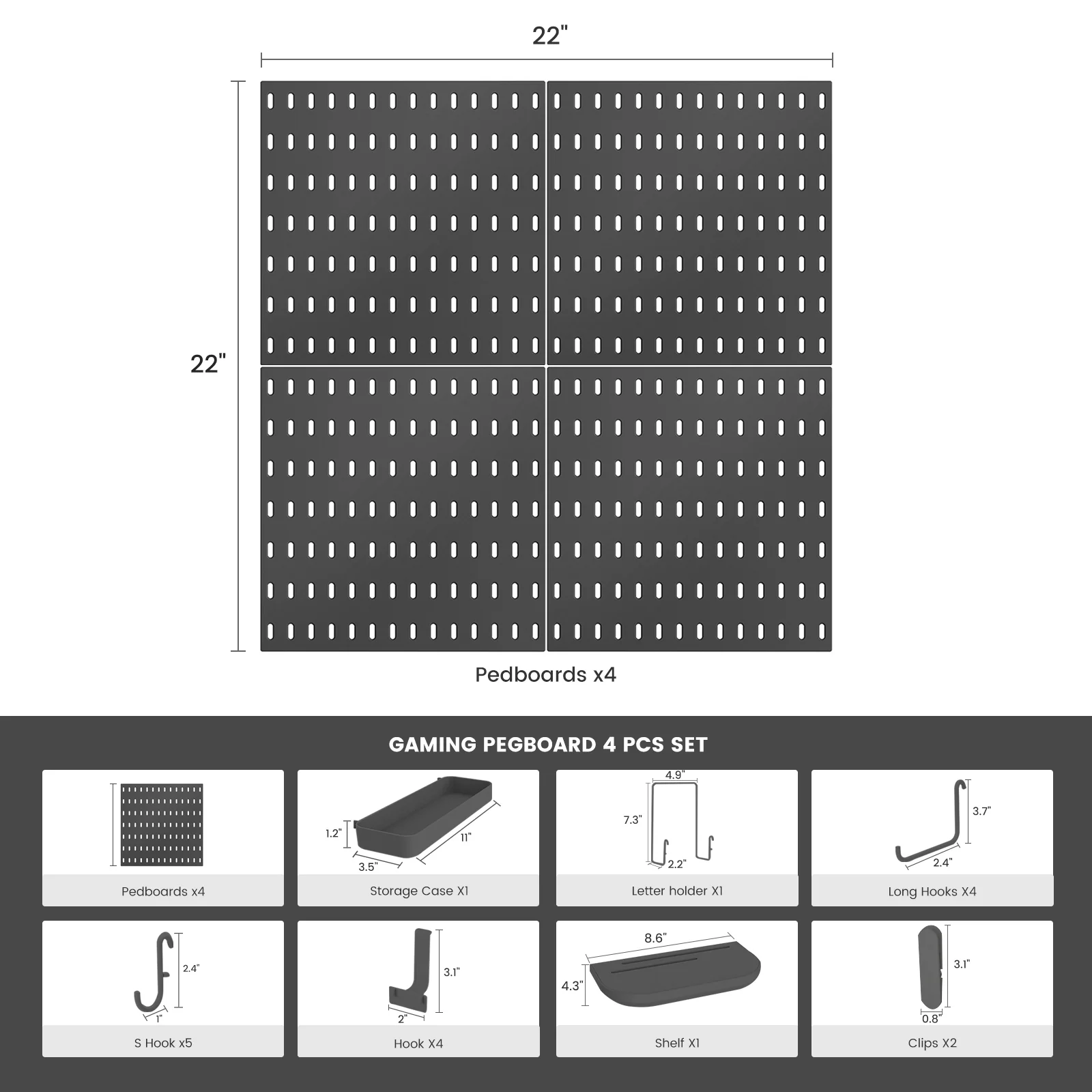 Wall Mounted Gaming Pegboards 4Pcs Set - Image 3