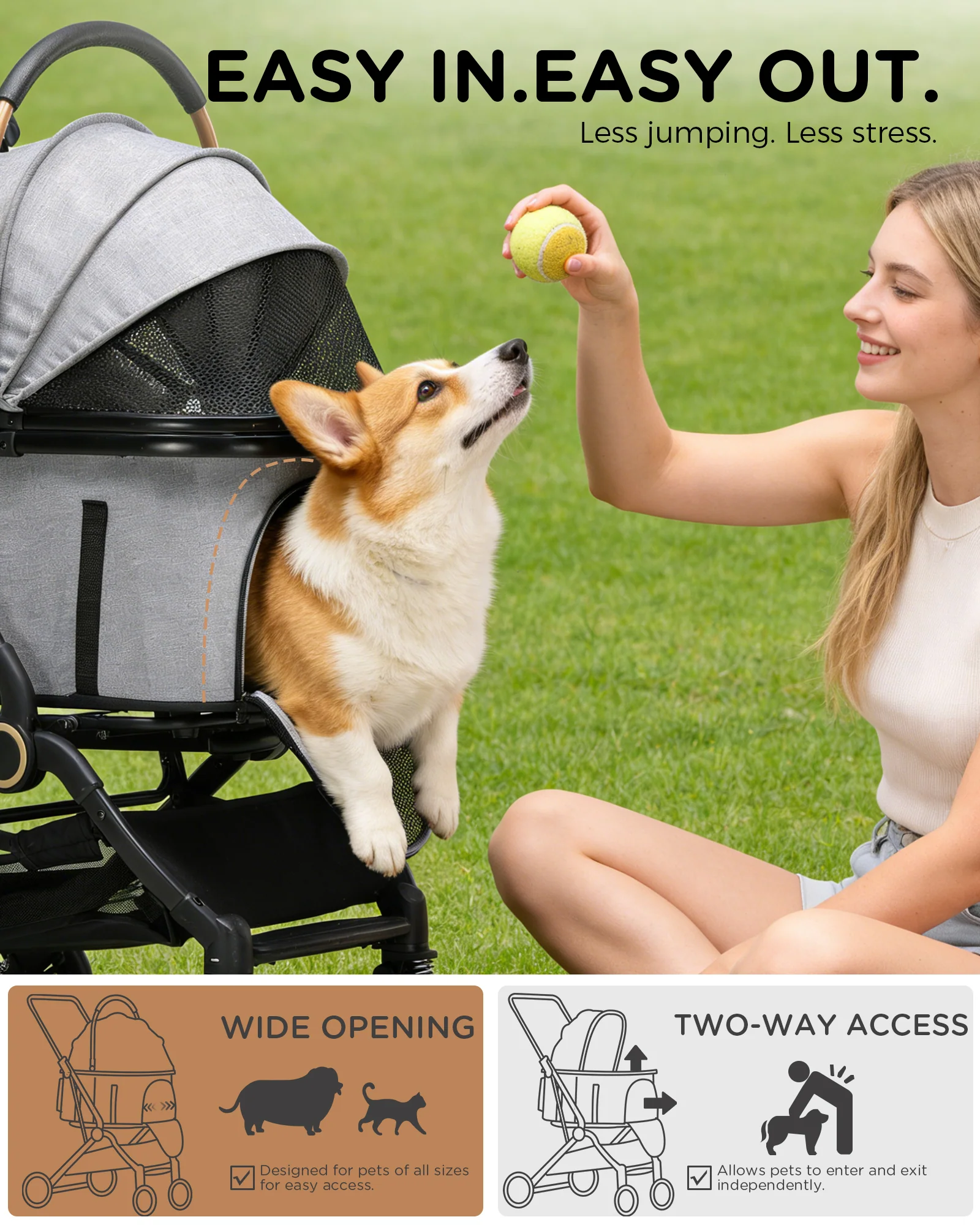 Foldable Pet Stroller PET-CART01 for Cats & Small Dogs - Image 11