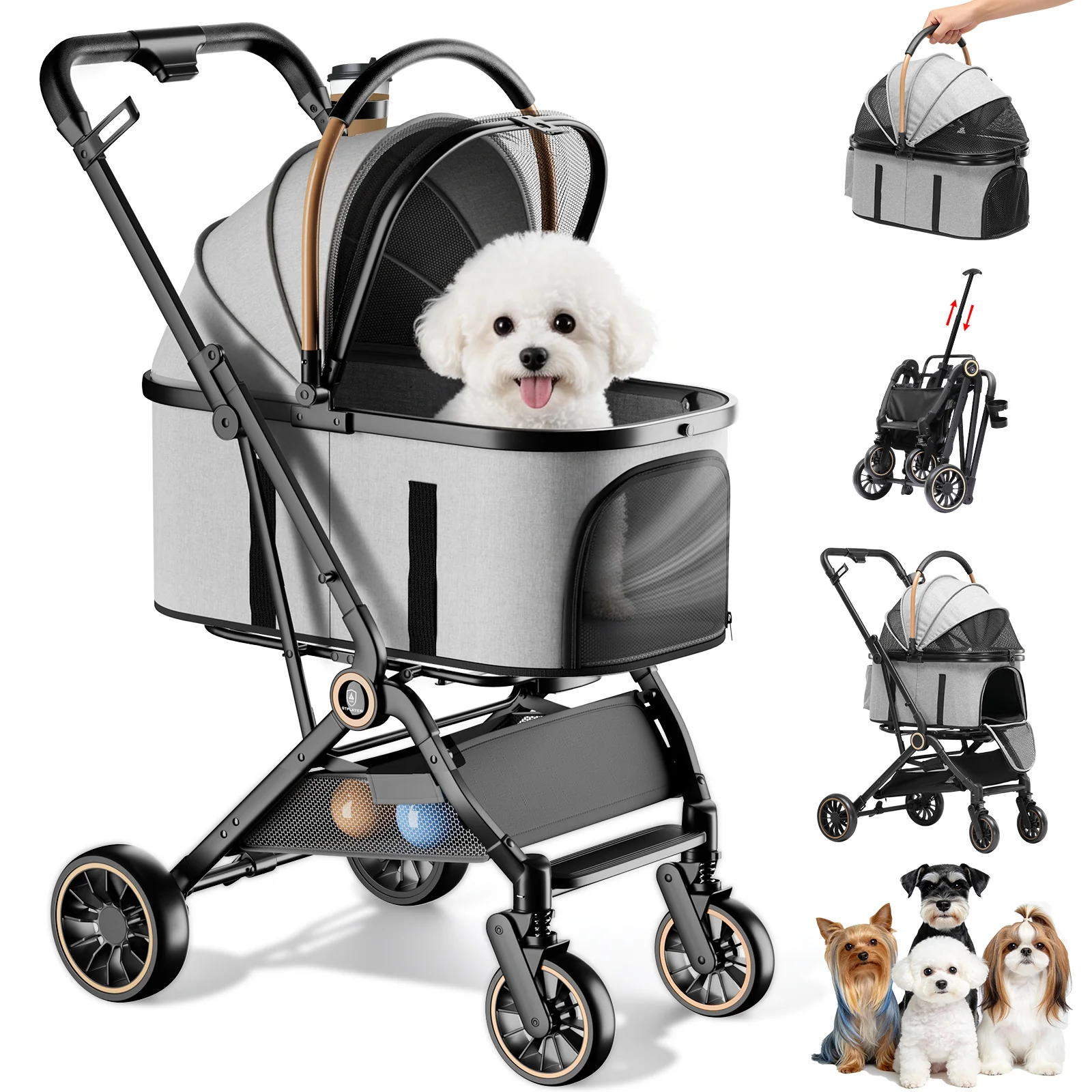 Foldable Pet Stroller PET-CART01 for Cats & Small Dogs - Image 13