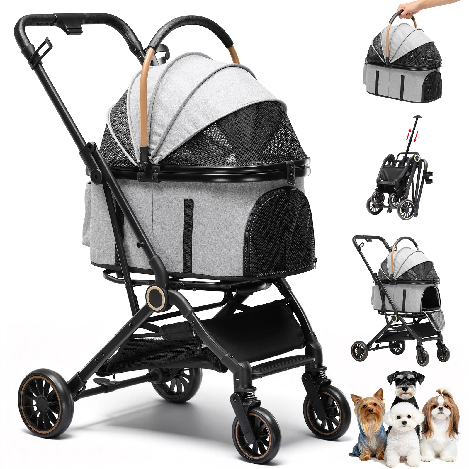 Foldable Pet Stroller PET-CART01 for Cats & Small Dogs - Image 15