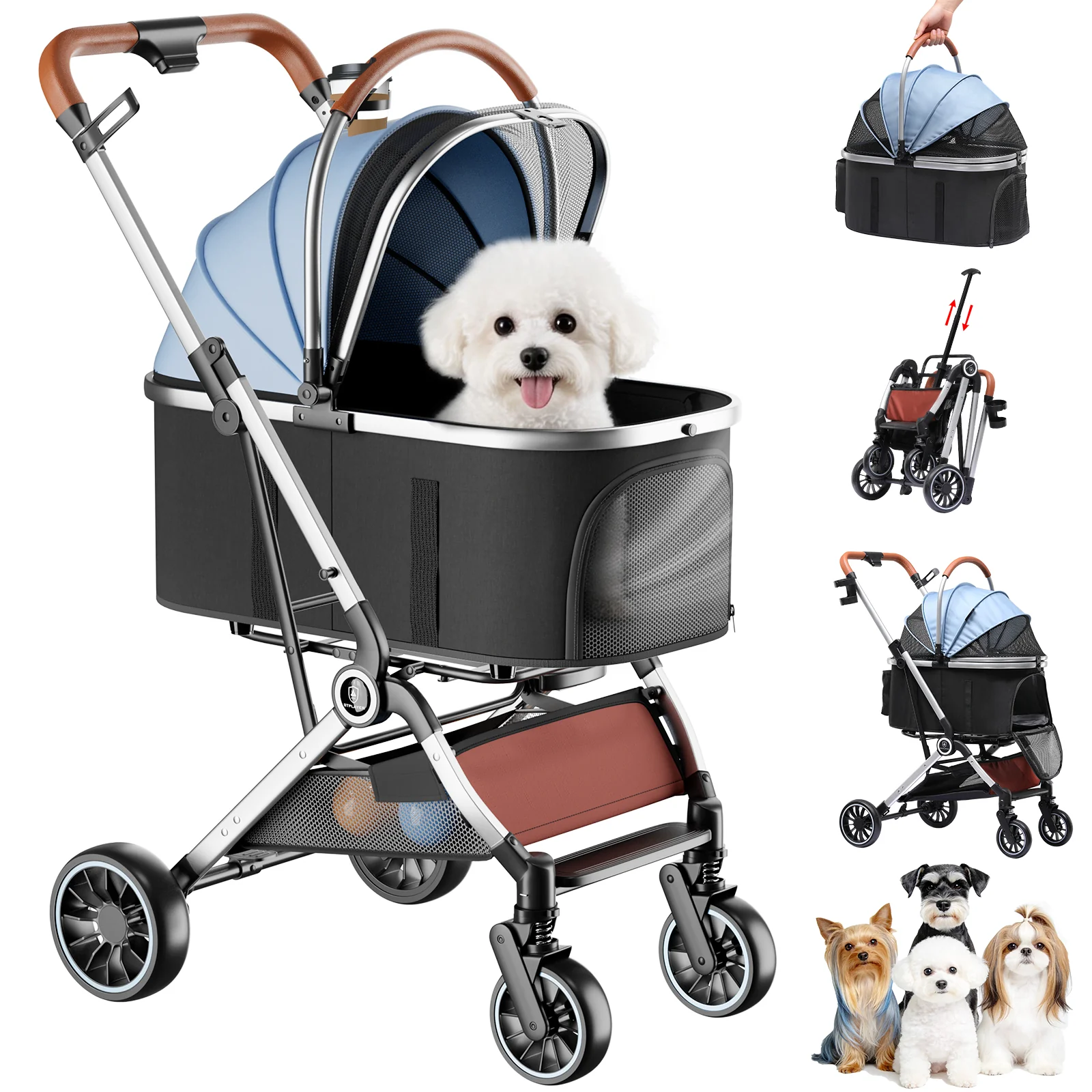 Foldable Pet Stroller PET-CART01 for Cats & Small Dogs - Image 17